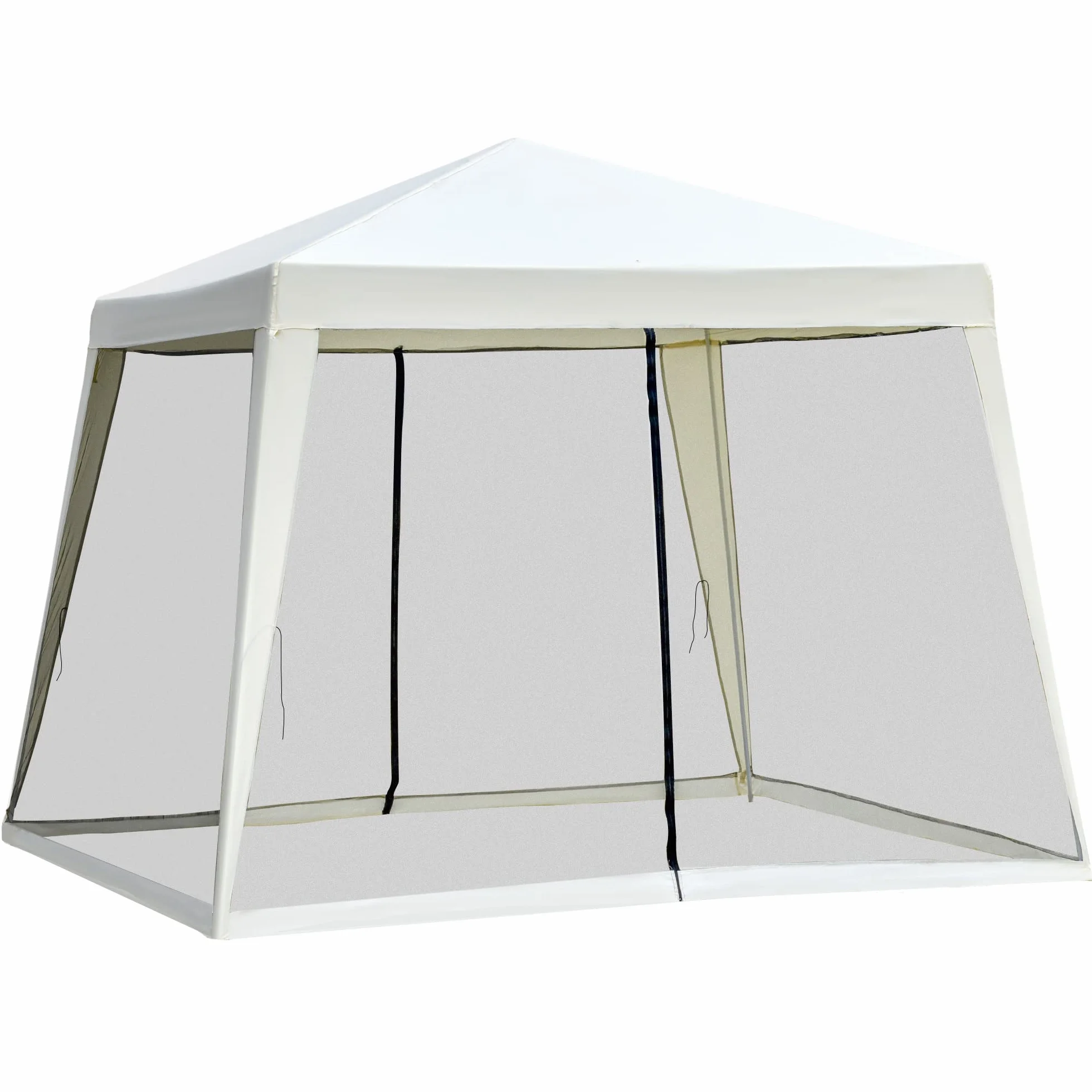 Outsunny Gazebo Impermeabile con Zanzariere 3 x 3 x 2.45 m Beige Poliestere