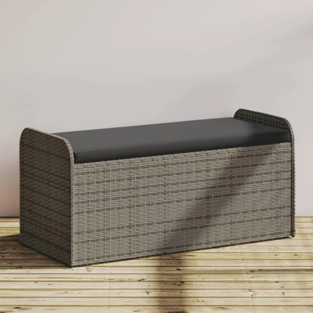 vidaXL Cassapanca con Cuscino Grigia 115x51x52 cm in Polyrattan