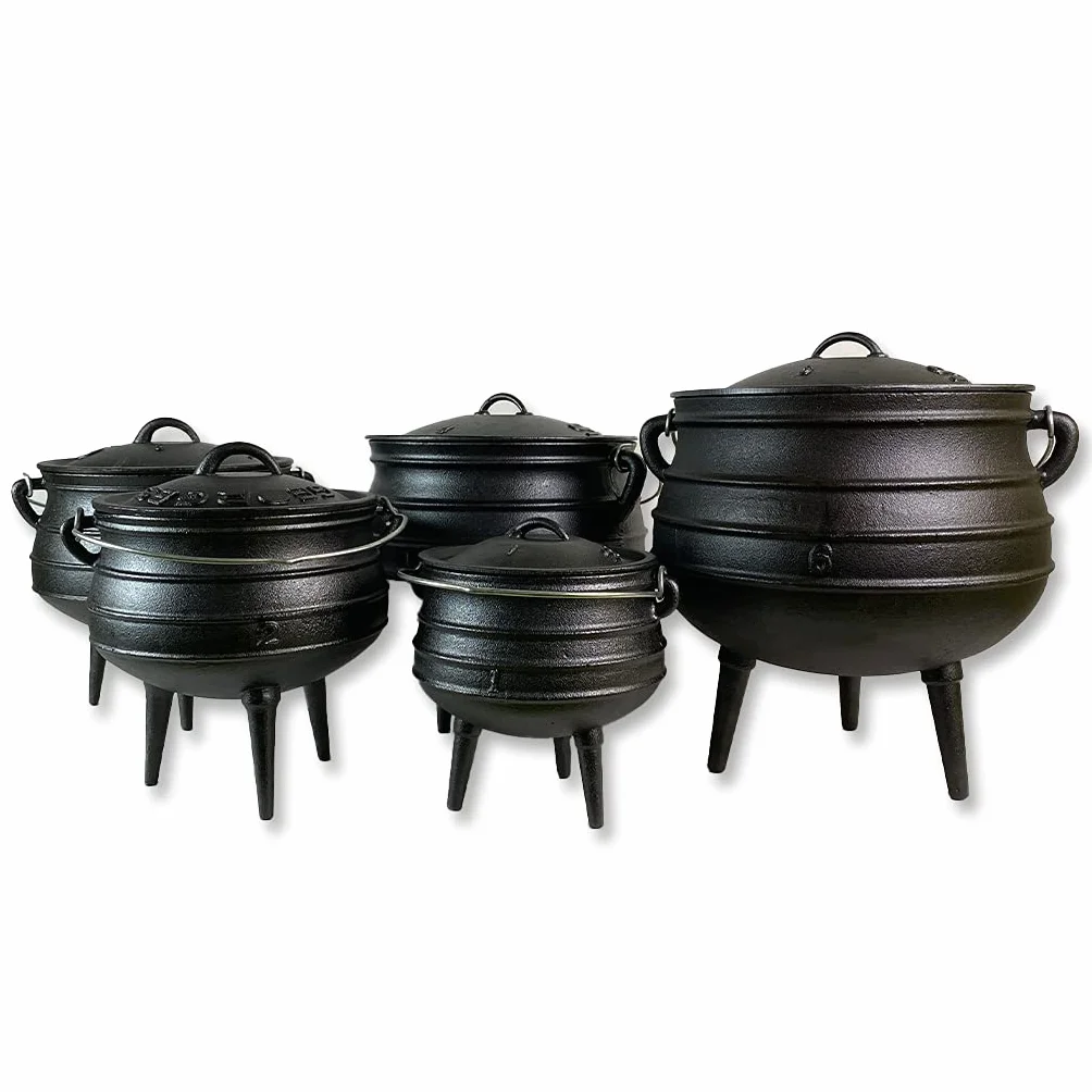 TP BBQ Potjie - Bollitore per fuoco sudafricano in ghisa, forno olandese con coperchio e piedini, pentola per stufare, cucinare, accessorio da campeggio per cooking all'aperto, ca. 8 litri (Pot 3)