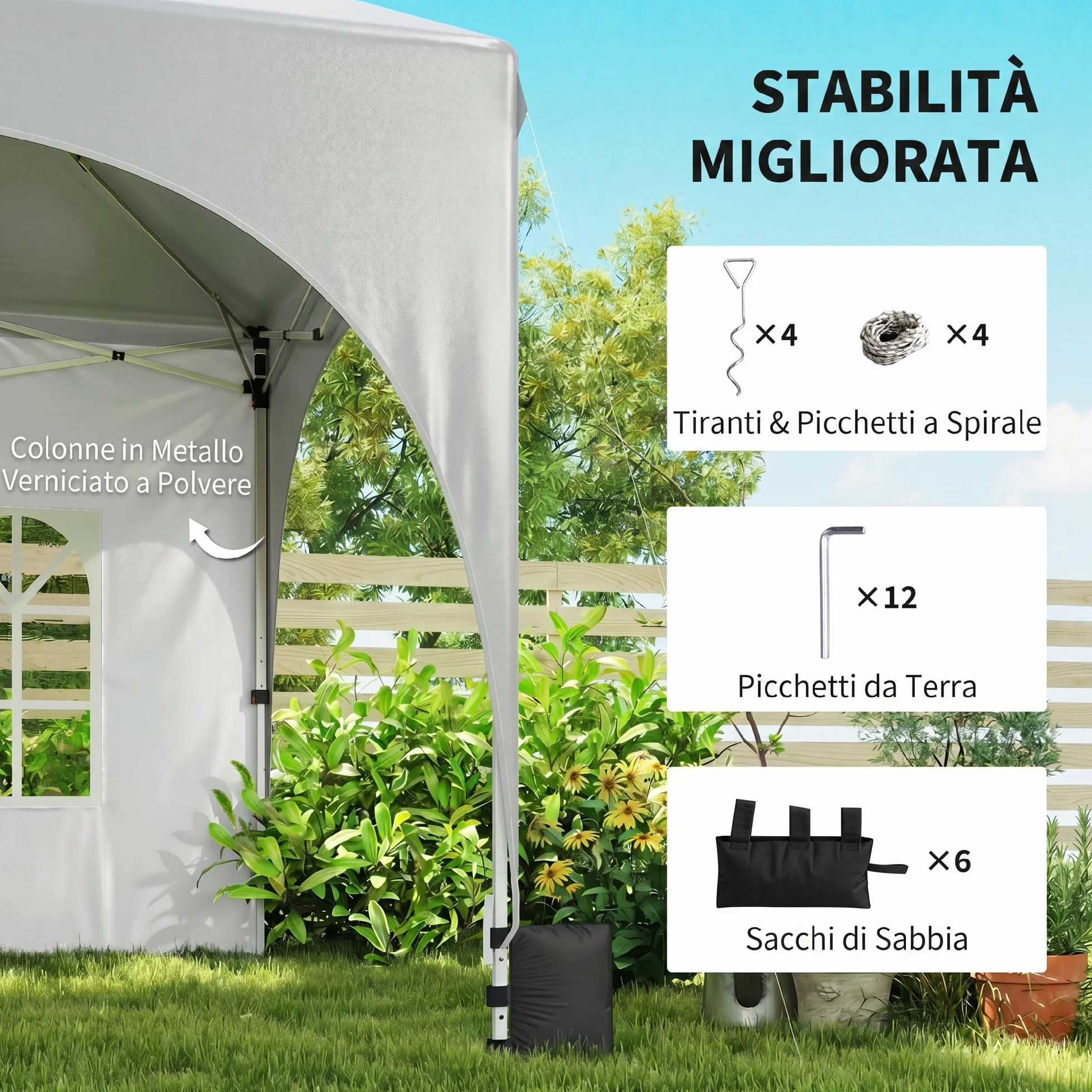 Outsunny Gazebo 3x6 m Pieghevole Pop Up Altezza Regolabile con Pareti Laterali UV30+ per Esterno Grigio Chiaro/Bianco