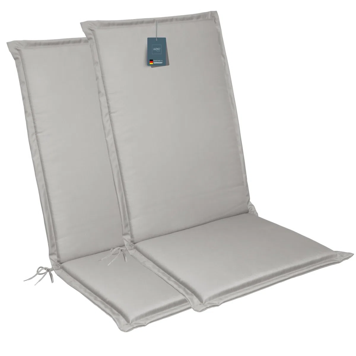 LILENO HOME MIA Cuscini per sedia da giardino set da 2 pezzi con schienale alto grigio
