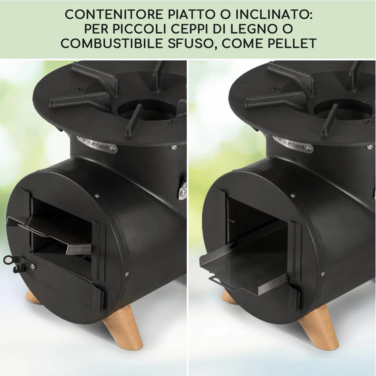 blumfeldt Braciere da Giardino Esterno, Braciere da Esterno Portatile, Braciere da Giardino con Griglia, Posacenere e Attizzatoio, Bracere Esterno Legna, Griglia Barbecue da Campeggio con Base Legno