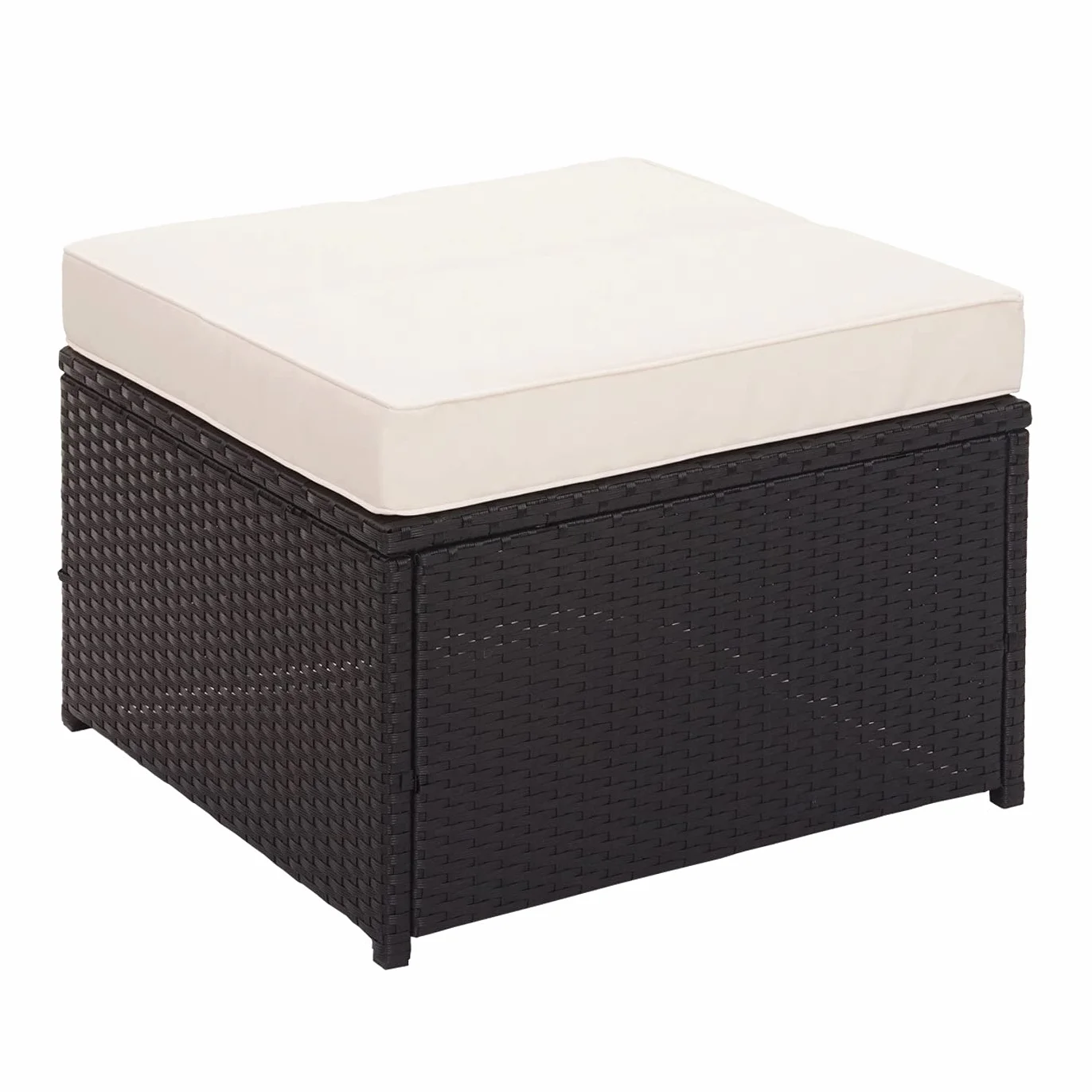 Mendler Set salotto giardino esterno salottino HWC-J34 polyrattan nero con cuscini avorio beige