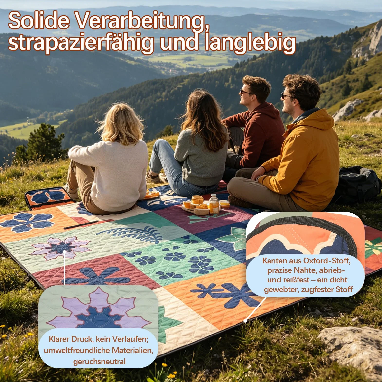 Tappetino da picnic 200x200 cm impermeabile coperta spiaggia isolante XXL