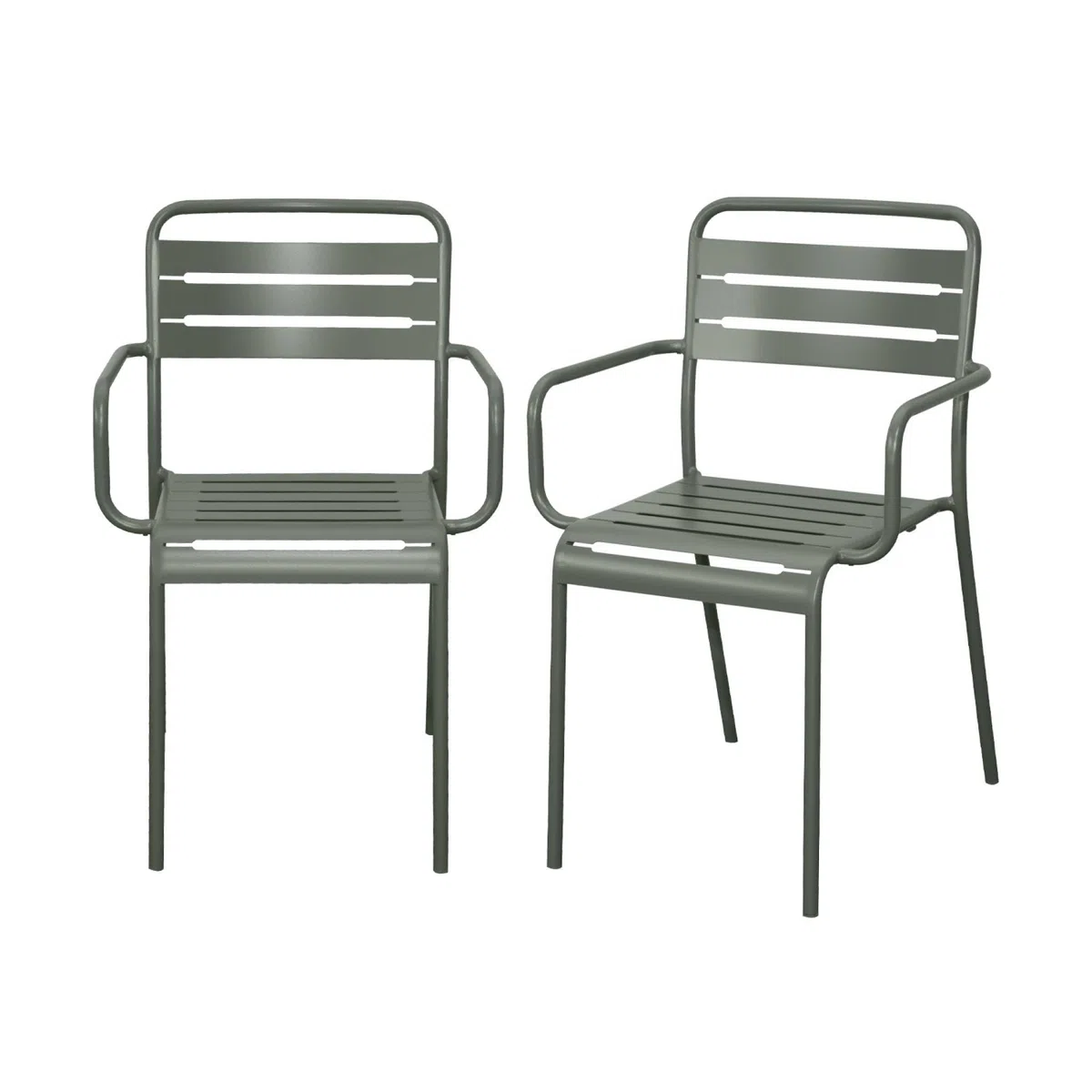 sweeek Set 2 sedie da Giardino bistrot in Acciaio Verde Kaki 50.4x53x79.5 cm