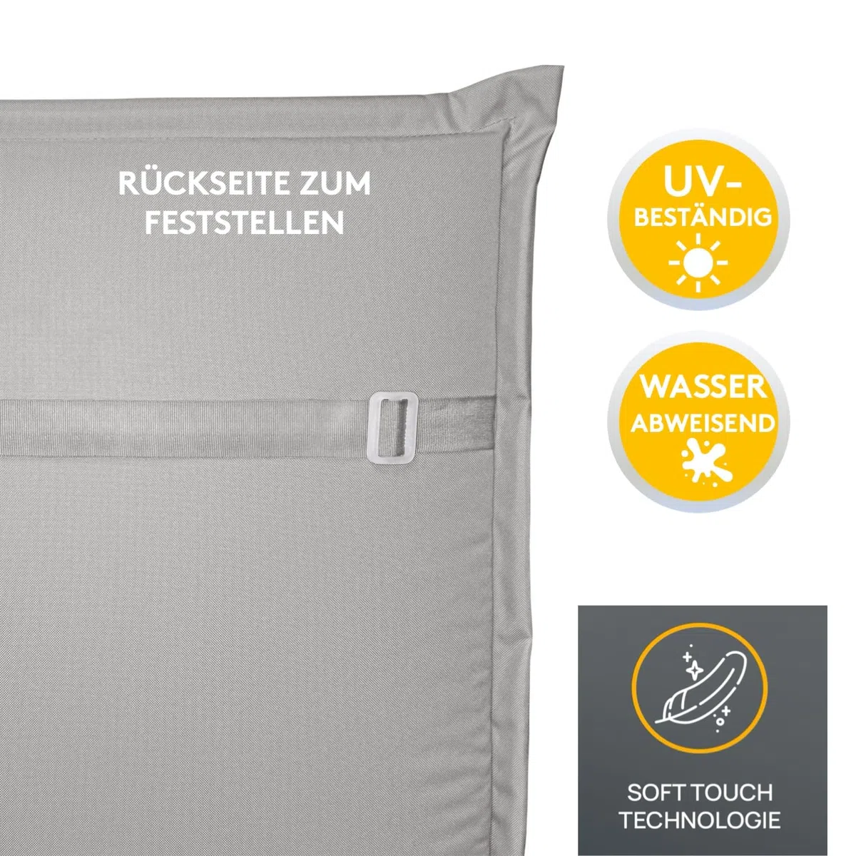 LILENO HOME MIA Cuscini per sedia da giardino set da 2 pezzi con schienale alto grigio
