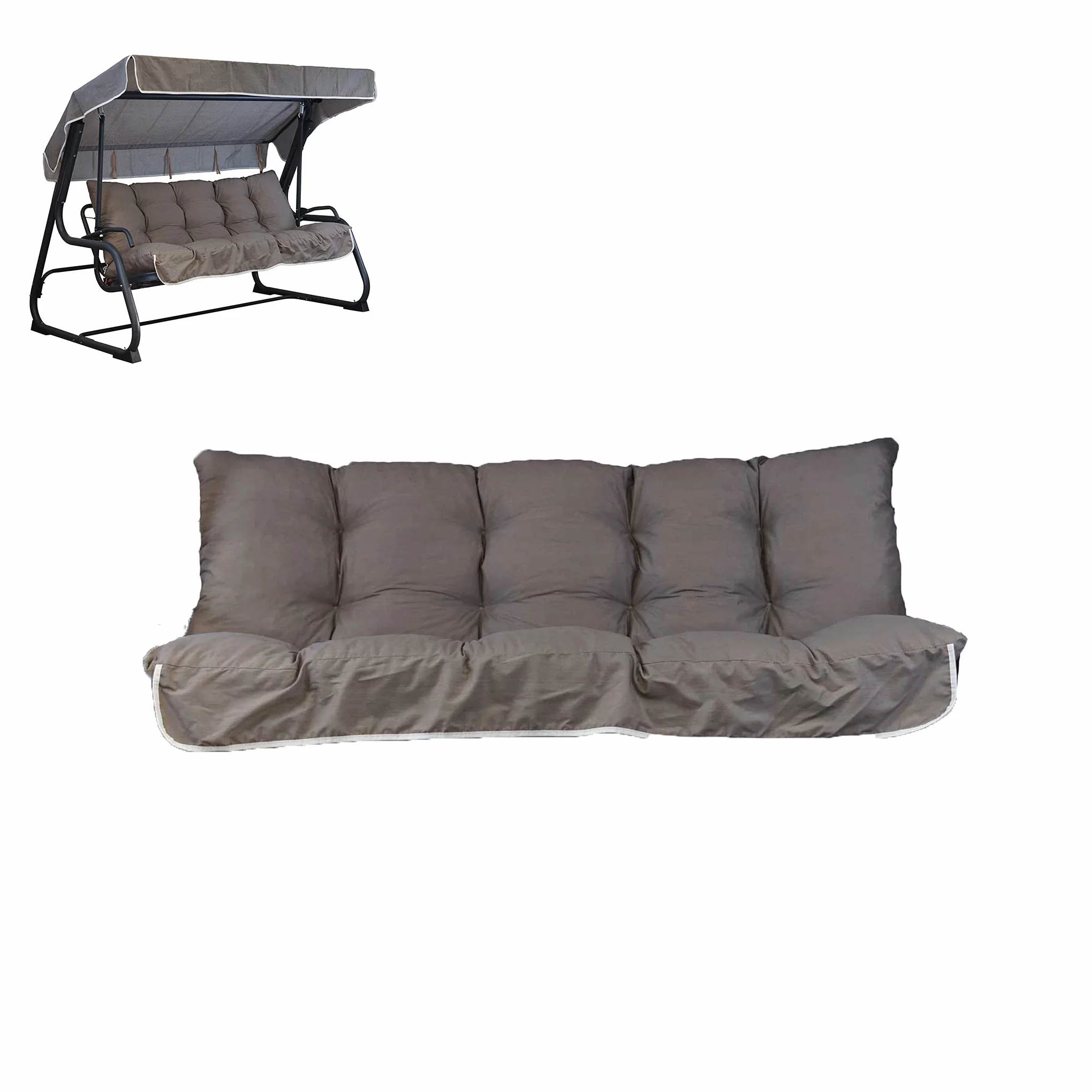 Cuscini per Dondolo 4 posti (170x52x12cm) - Incluso anche il tettuccio coordinato - 100% Made in Italy - Ideale per esterni (giardini e cortili) - Telaio non incluso