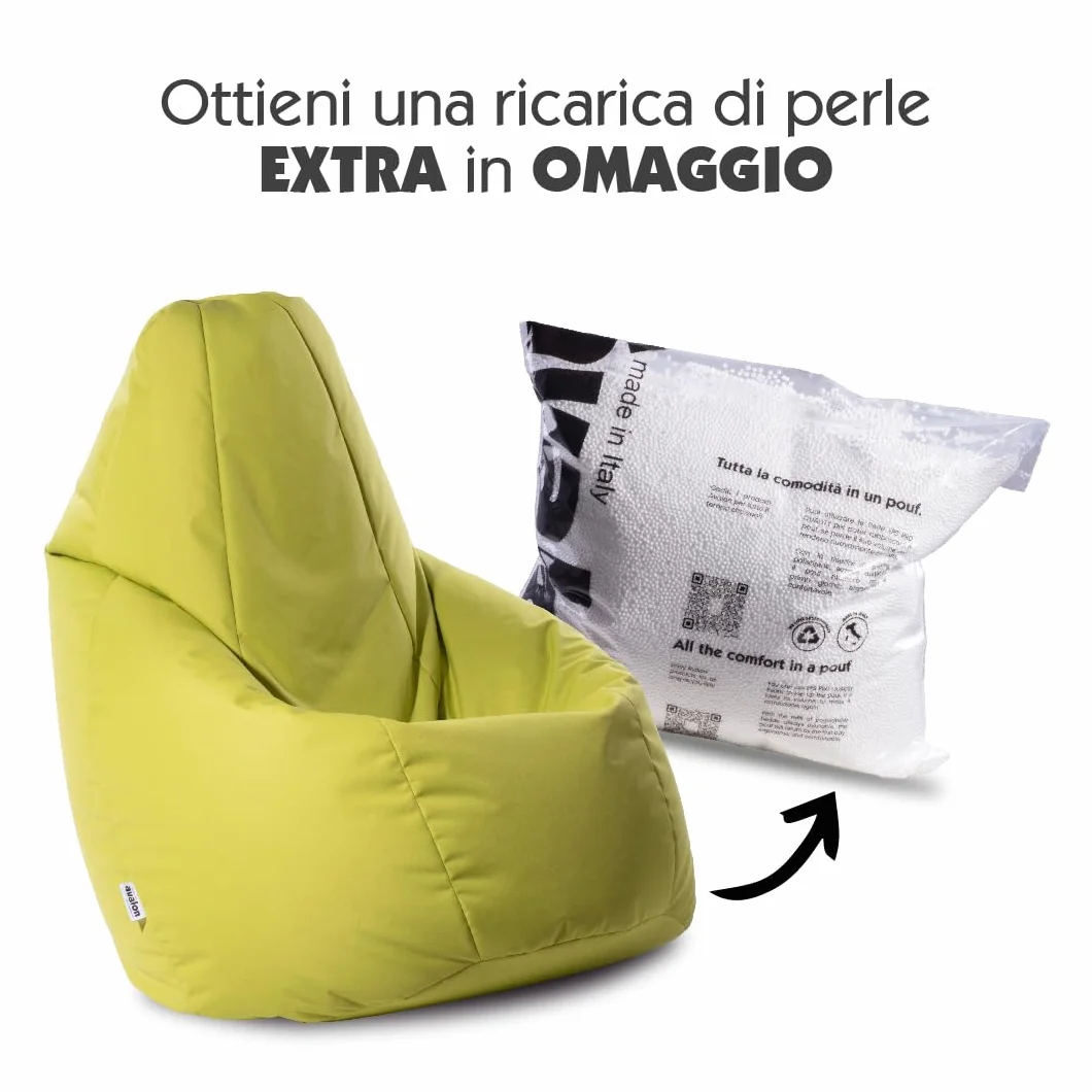Avalon Pouf Poltrona Sacco da Esterno Grande L Samba 80x80x125cm Arancio Impermeabile Antistrappo