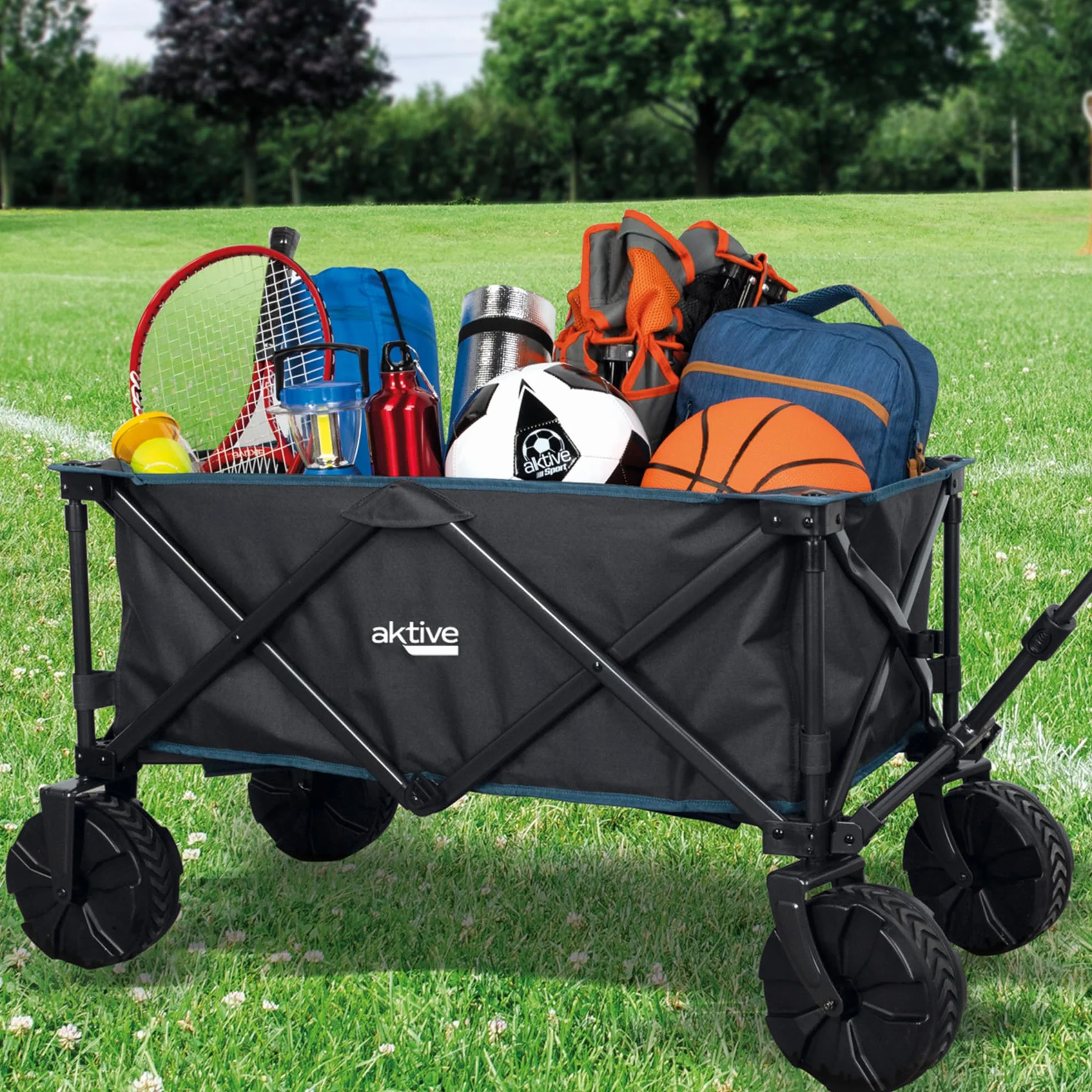 Aktive 62620 Carrello da trasporto pieghevole 91x49x99 cm con grandi ruote fuoristrada