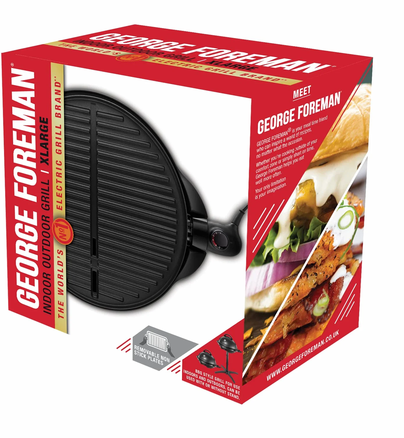 George Foreman Grill Elettrico 2 in 1 2400 W Ø44,5 cm Tavolo Pedistallo