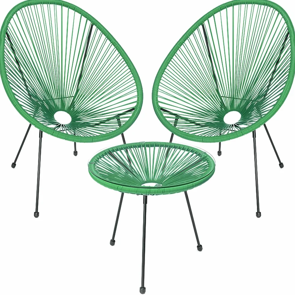 Shally Dogan Set Conversazione Giardino Polyrattan 2 Posti Tavolino Freddy Verde Menta