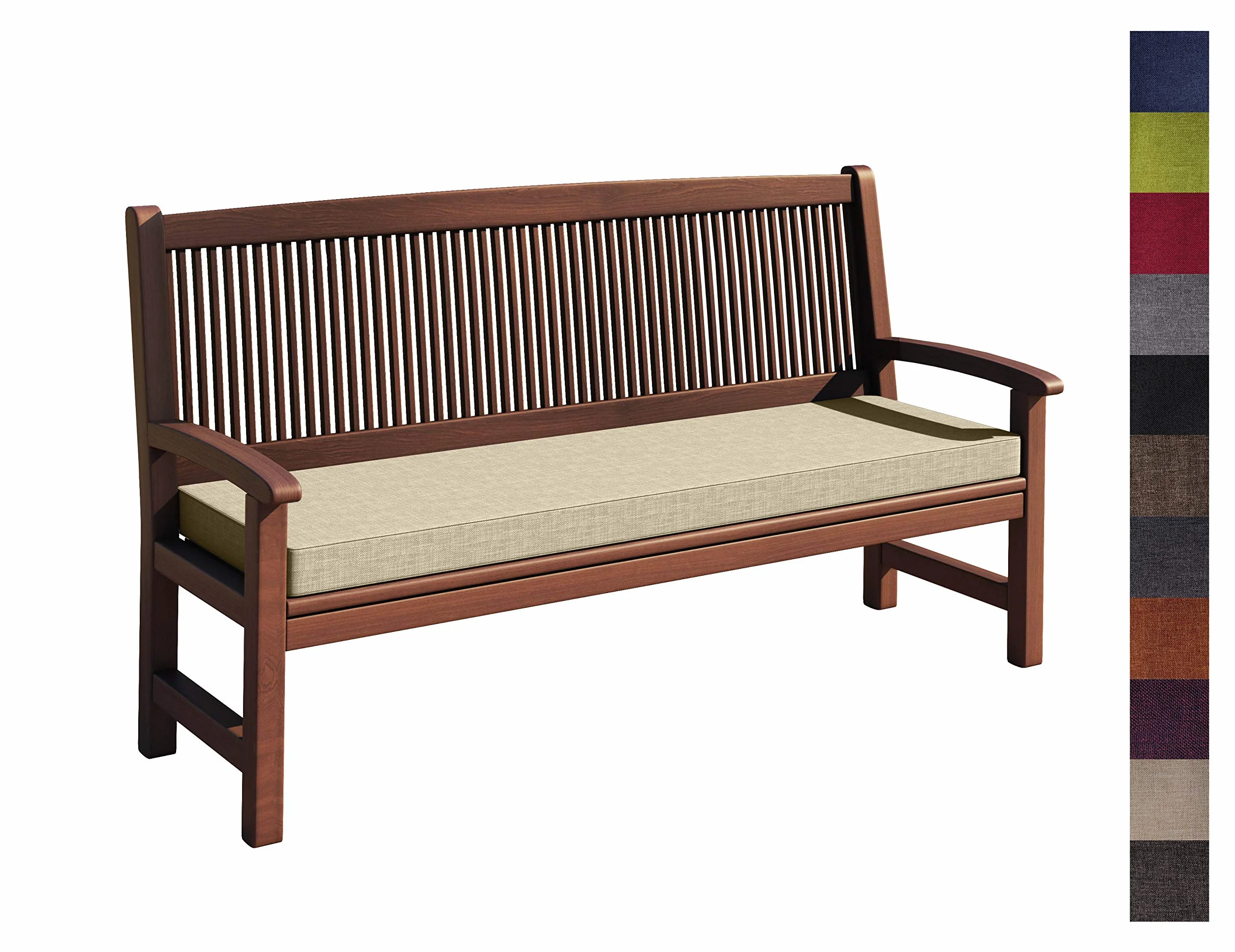 sunnypillow Cuscino per Panca da Giardino 100 x 50 x 5cm - Spessore 5 cm - Rivestimento Rimovibile, Resistente e Ideale per Uso Esterno in Giardino, Terrazza, Balcone - Cremoso