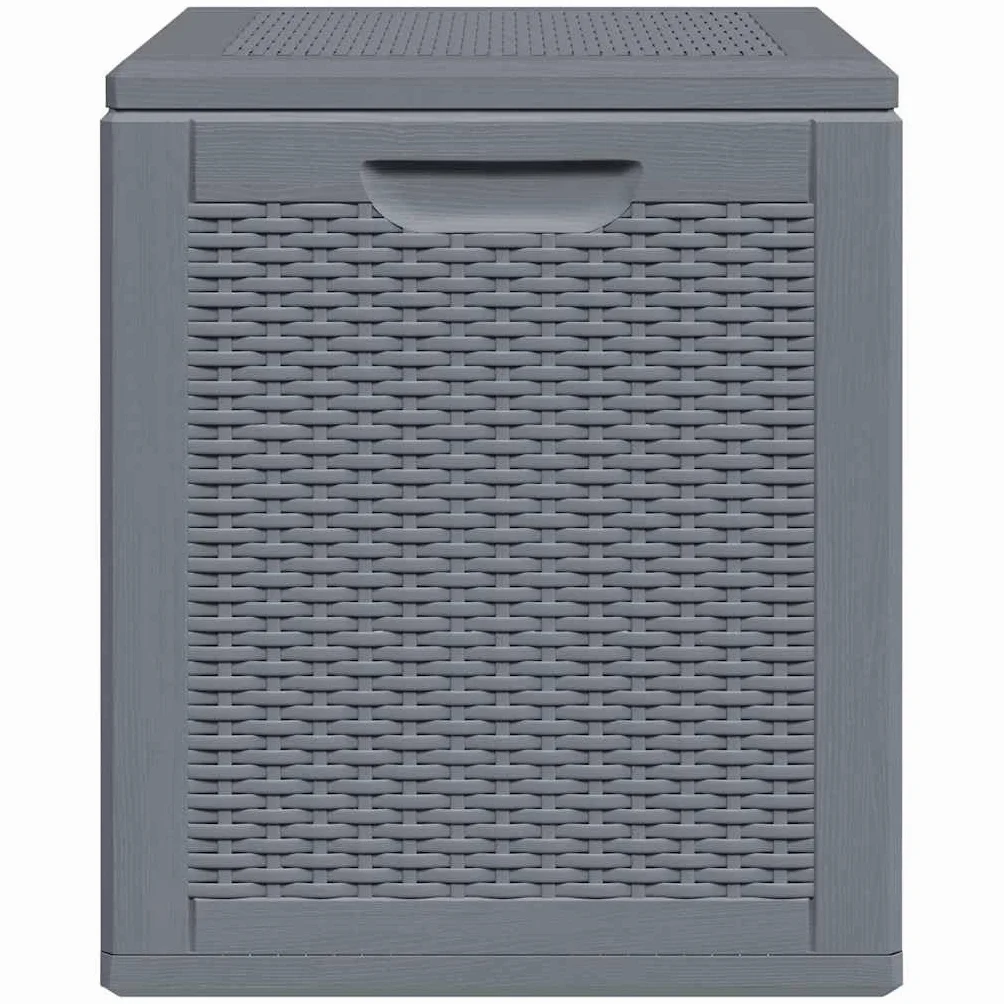 vidaXL Contenitore da Giardino Grigio in Rattan PP 90 L, Contenitore portaoggetti da Giardino, portaoggetti, cesta degli Attrezzi, Contenitore