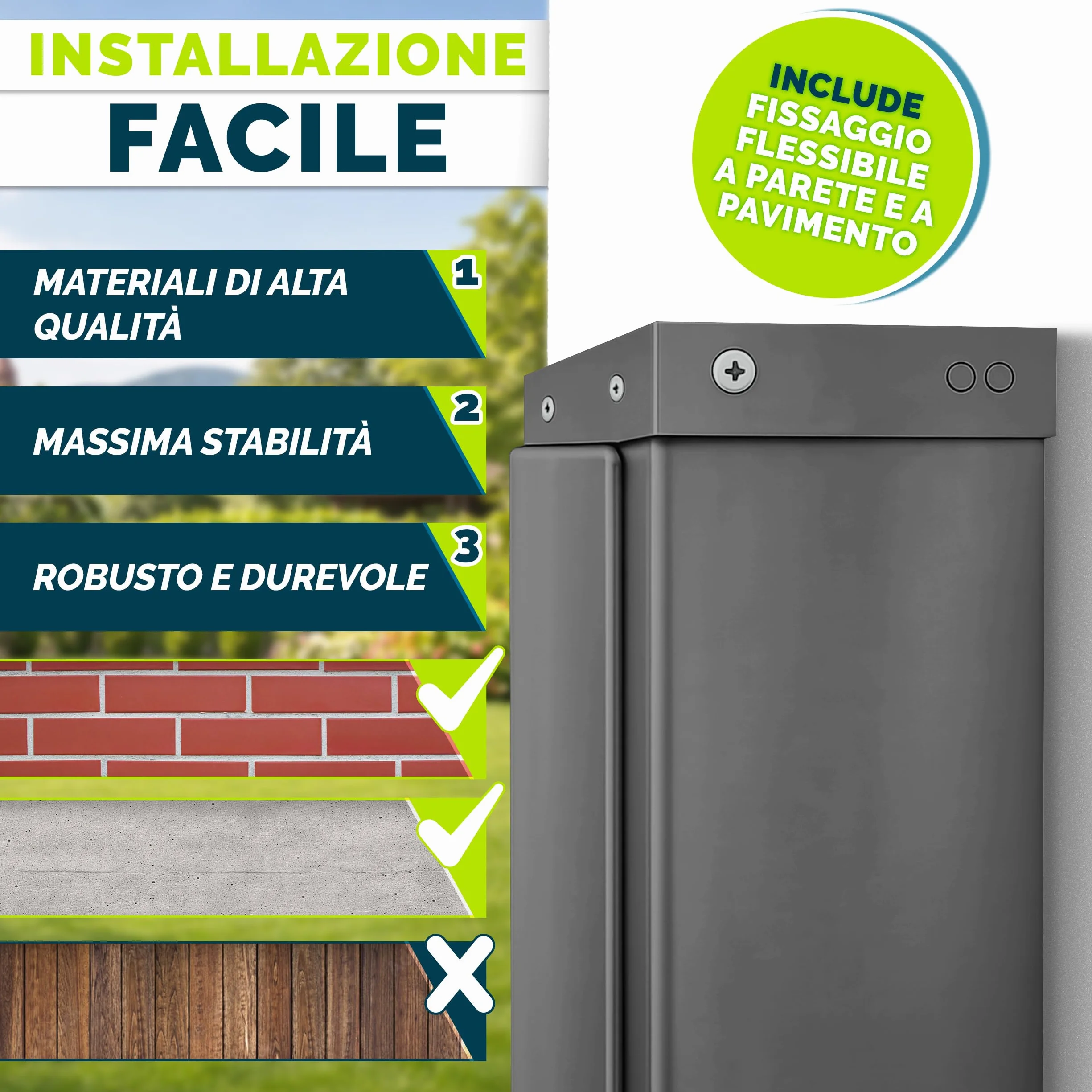 Tillvex Tenda Laterale Estensibile Oscurante 200x400 cm Acciaio Inox Antivento
