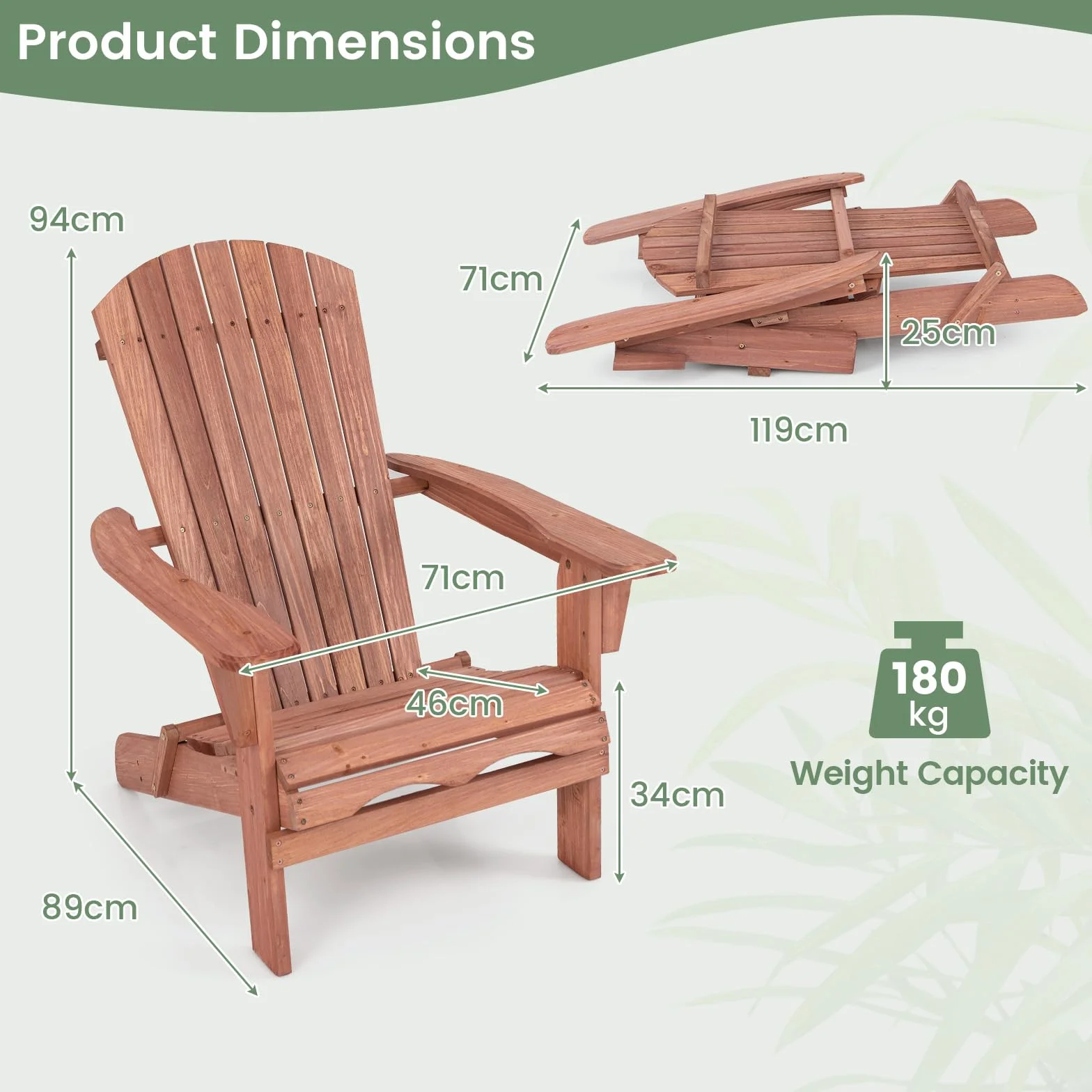 GIANTEX Set di 2/4 Sedie Adirondack Pieghevoli, Sedia da Esterno con Telaio in Legno di Abete, Schienale Alto e Braccioli Ergonomici, Sedia Adirondack per Patio Giardino Cortile Campeggio (1, Giallo)