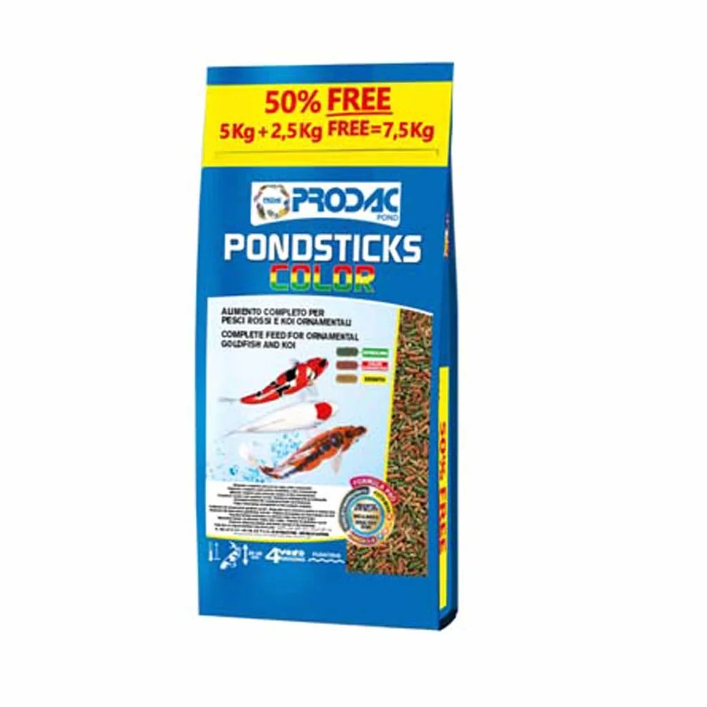 Prodac Pond Color Stick MANGIME 5 kg + 2.5 Carpe Koi Pesci Rossi