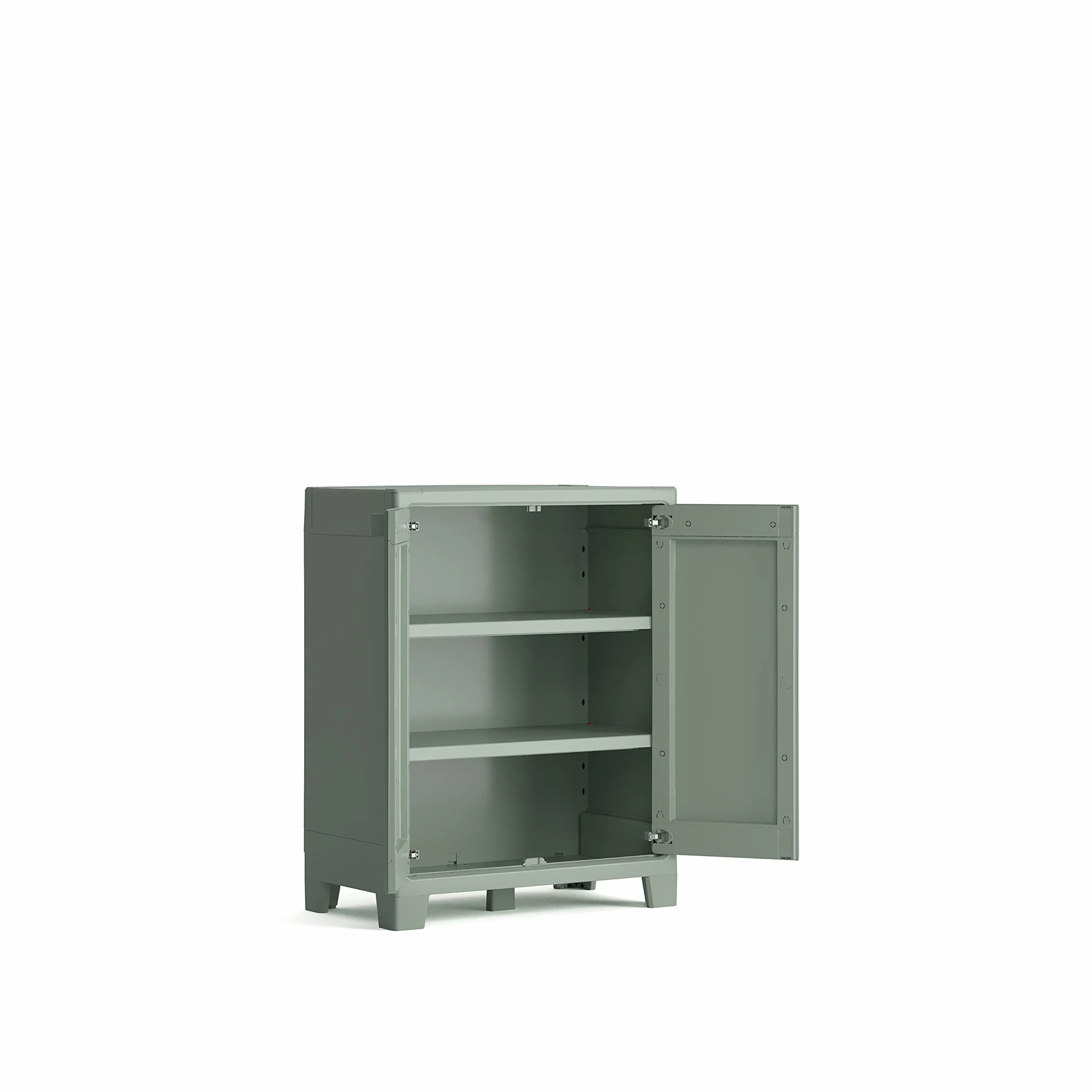 Keter Armadio 2 Ripiani Regolabili Realizzato In Resina Planet Outdoor Basso, Verde, 80 x 44 x 100 cm