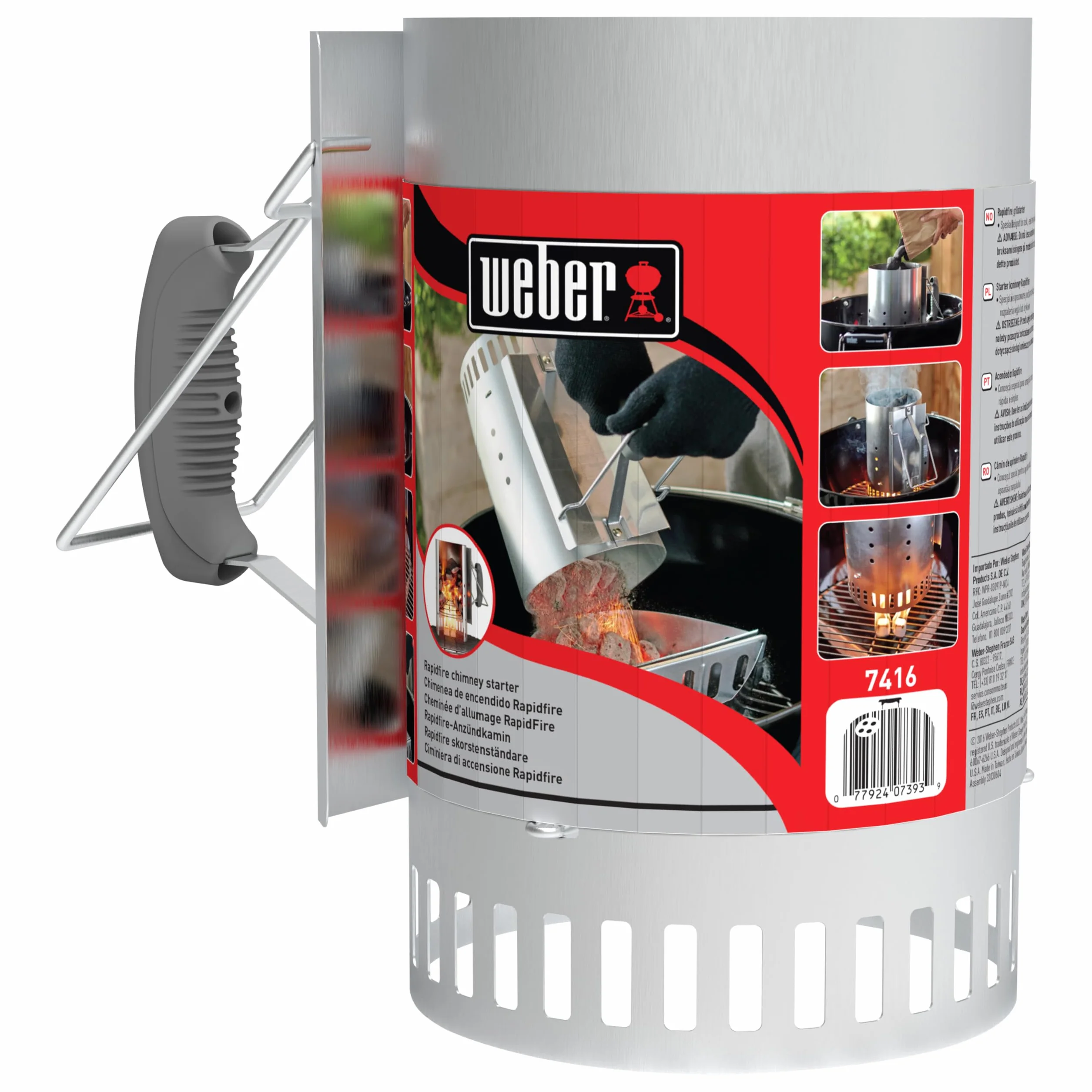 Weber Fireplace Starter Grande 32 cm Altezza 2 Maniglie per Griglie a Carbonella 47 cm