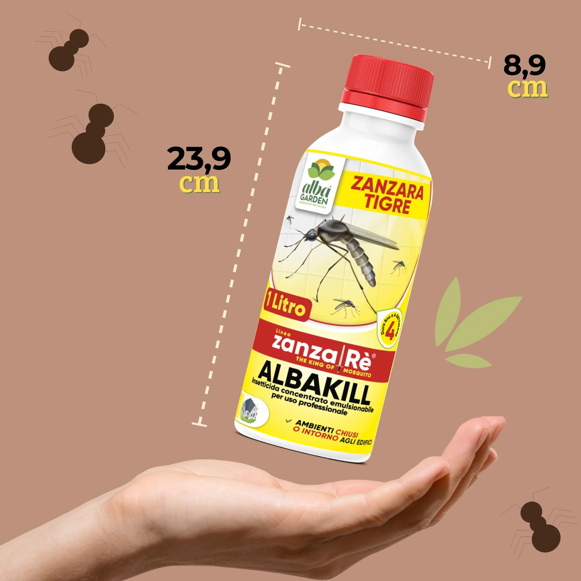 Albagarden Insetticida Antizanzare Giardino Cipermetrina Concentrato 1 Litro Protezione 4 Settimane