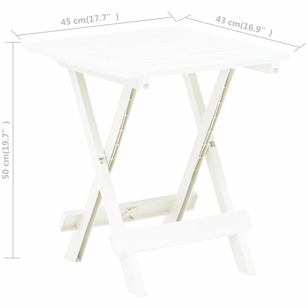 Ipae-Progarden Adige Tavolo pieghevole da giardino Polipropilene Bianco 44 x 44 x 50 cm