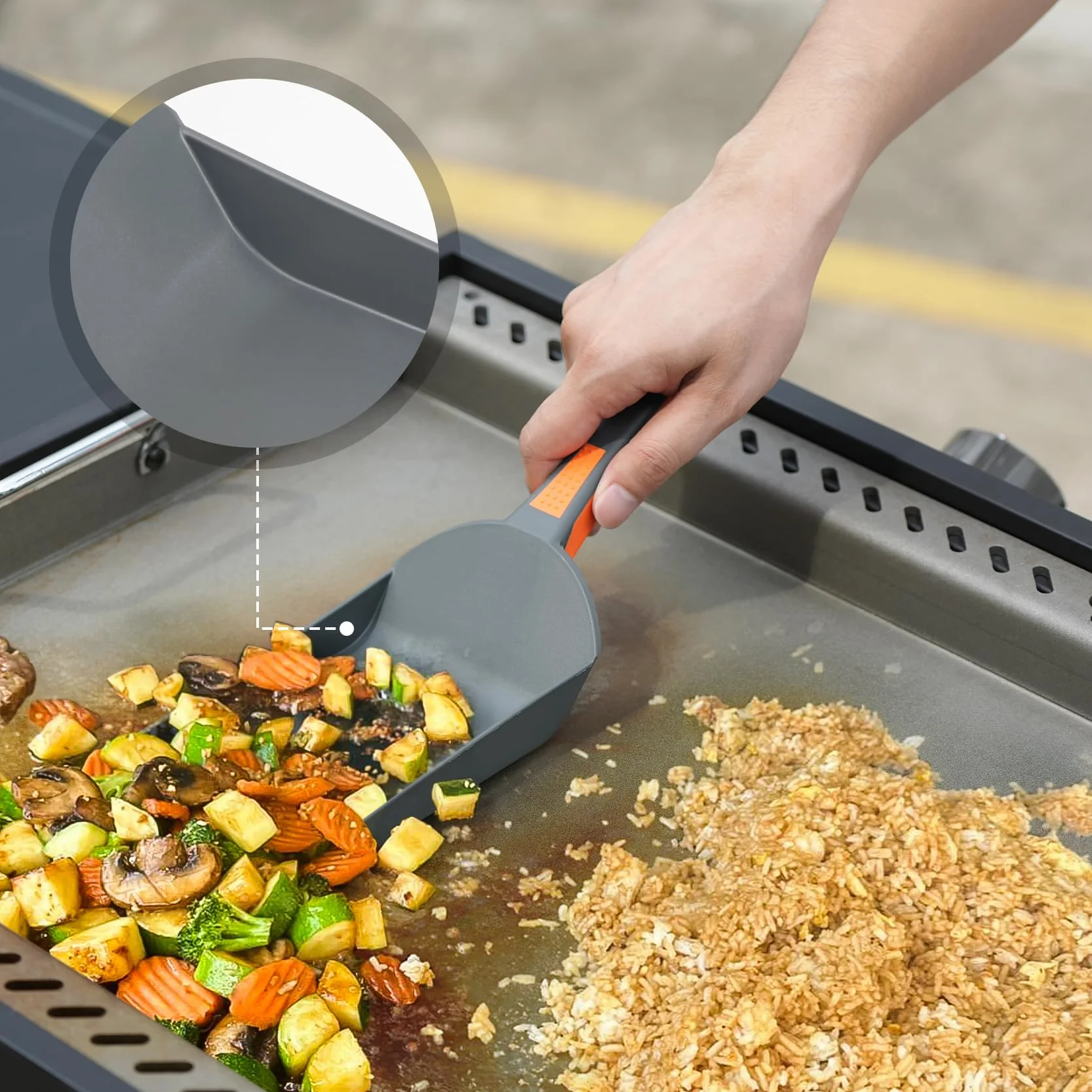 Onlyfire Kit Accessori per Griglia Barbecue in Nylon, 2 Spatole per Piastra, Pala per Piastre e Pinza da Cucina, Utensili per Barbecue e Cottura All'aperto, Lavabile in Lavastoviglie