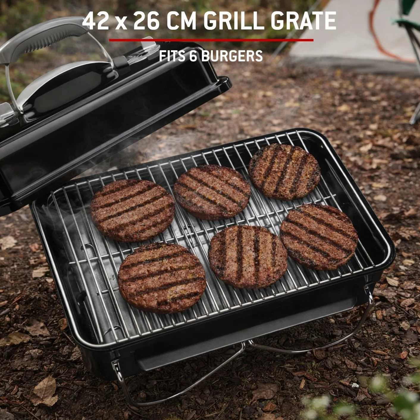 Weber Barbecue a carbone Go-Anywhere griglia portatile con gambe pieghevoli, 42x26 cm, nero