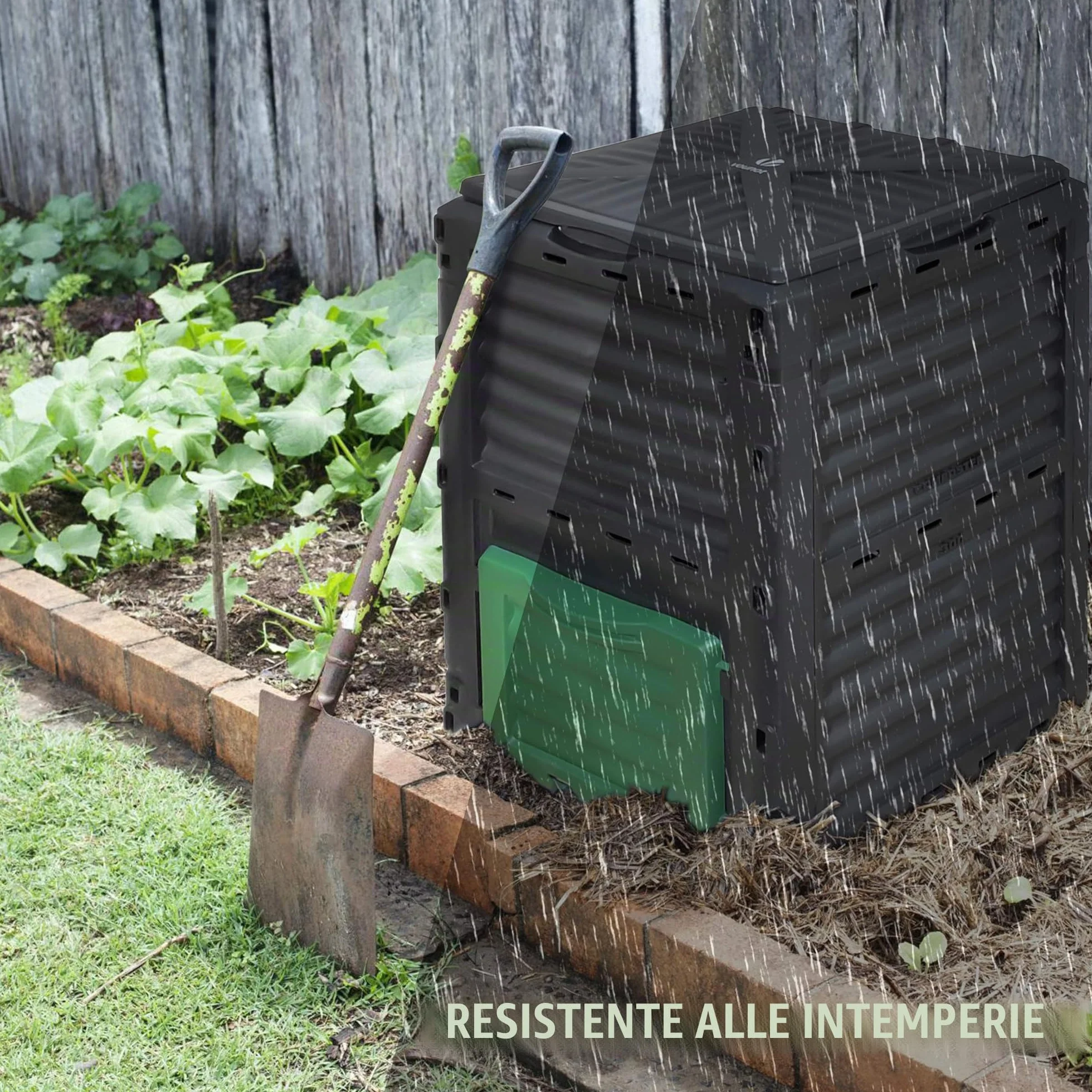 VOUNOT Compostiera da Giardino 300L Composter da Esterno Nero e Verde