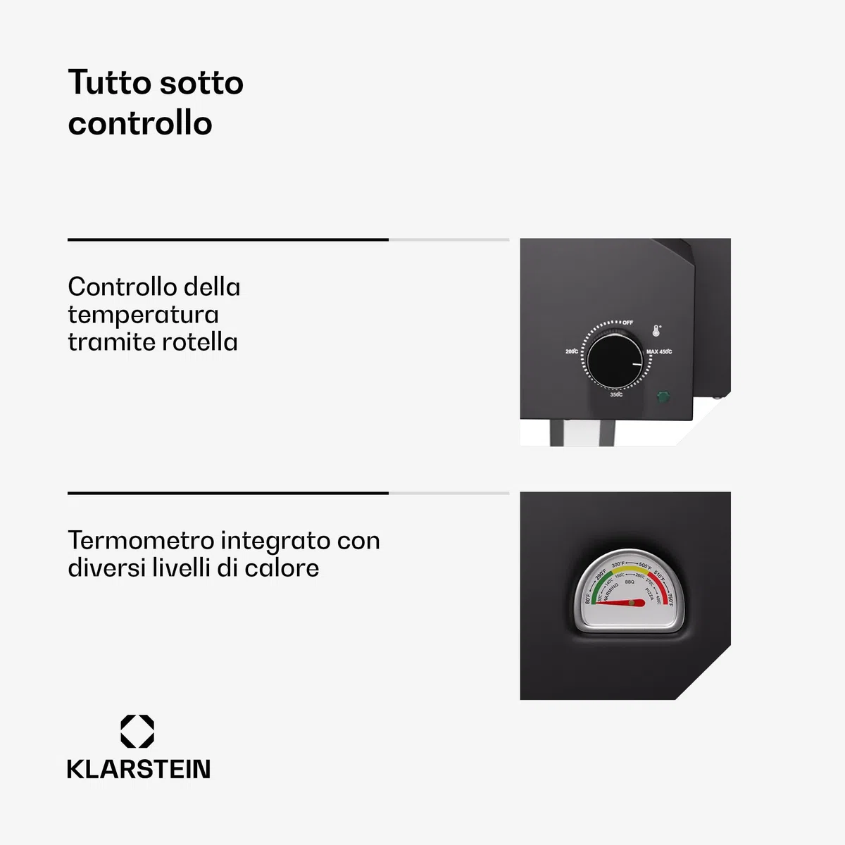 Klarstein LaFiamma Forno Per Pizza Elettrico 2200W Doppio Riscaldamento Termometro Pietra Inclusa 450°C