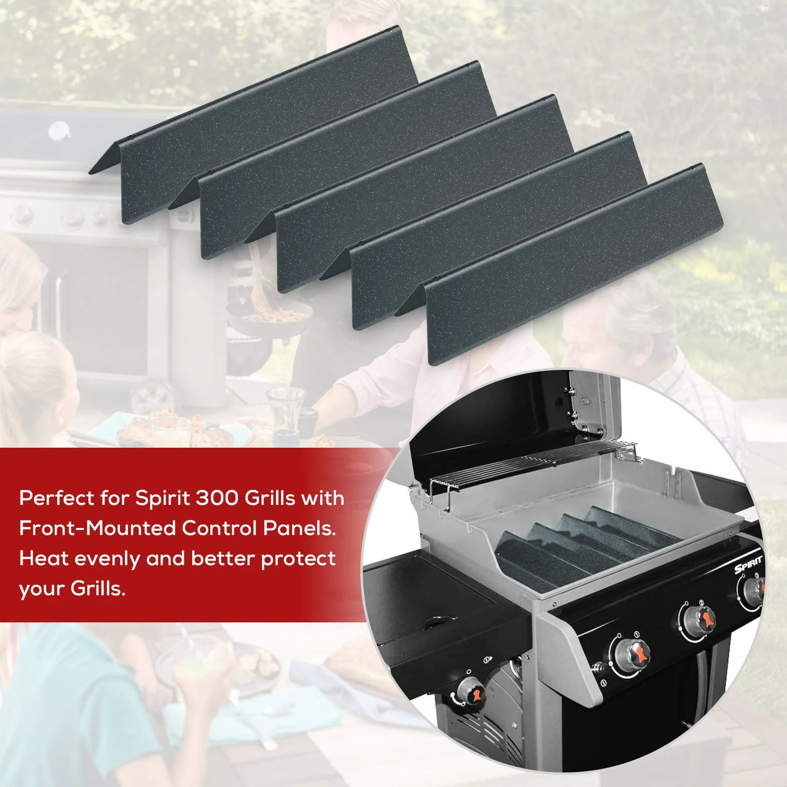 7636 Barre Piastra Riscaldante da 38.8 cm Parti per Griglia Weber Spirit Serie 300,Parti di Ricambio per Spirit E310 S310 E320 S320 E330 S330 Griglie a Gas con Pannelli di Controllo Frontali (7636)