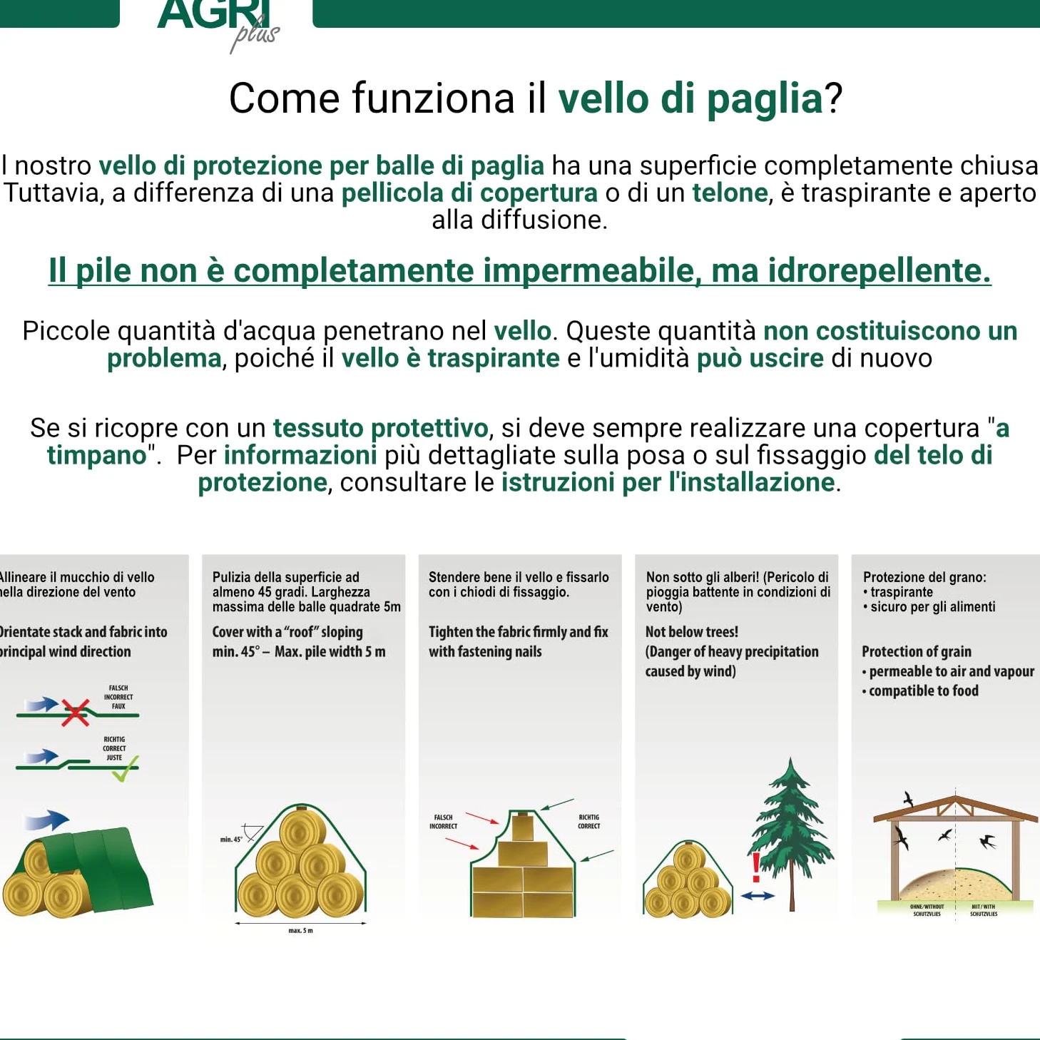 AGRIplus Telo di Copertura, 9,8 x 12,5 m (122,5 m²), 160 g/m², Tessuto di paglia, versatile, estremamente resistente allo strappo per una protezione a lungo termine, resistente ai raggi UV
