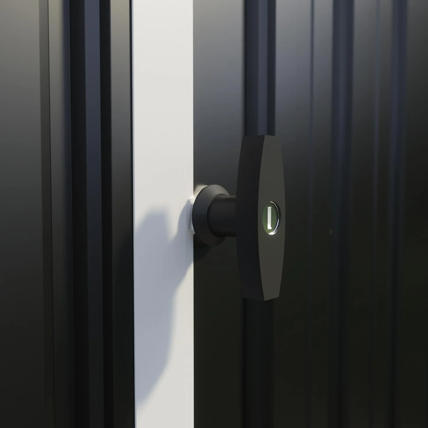 Casetta Da Giardino In Acciaio Zincato 2,56x2,56xh2,16m, 6,55mq, Deposito Attrezzi con Tetto Spiovente, Porta Battente (Nero)