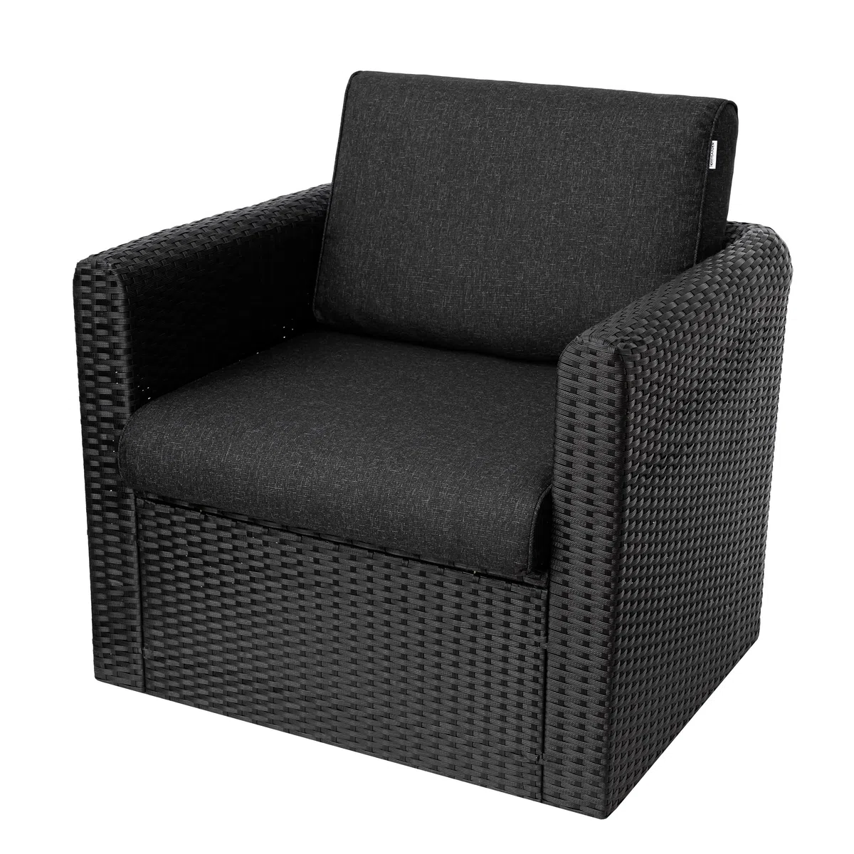 Cuscino per esterni 60 x 60 cm, colore nero, per mobili da balcone, altalena e salotto per esterni, modello NEL per giardino e terrazza
