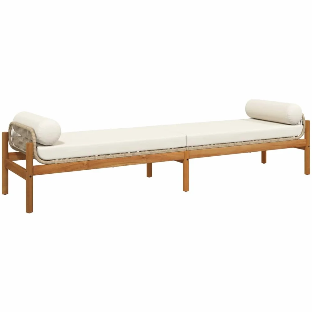 vidaXL Panca da Giardino con Cuscino Beige in Polyrattan e Acacia
