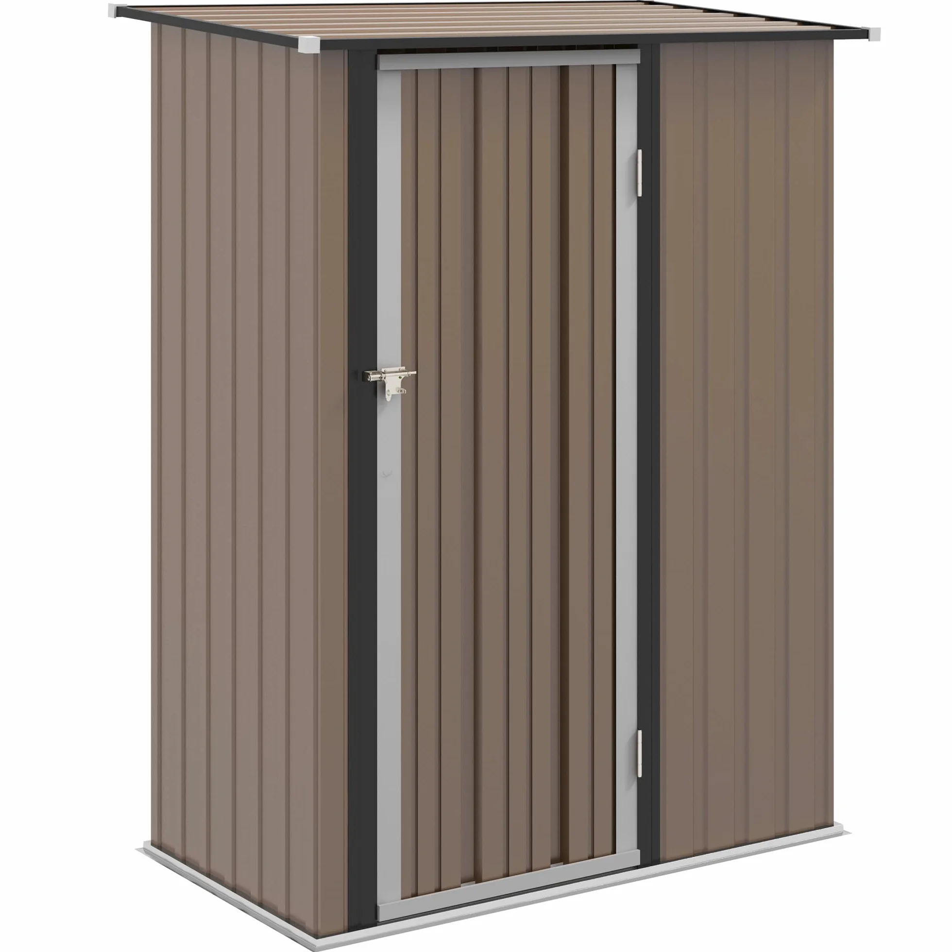 Outsunny Casetta da Giardino Porta Utensili in Lamiera di Acciaio 142x84x189cm Marrone