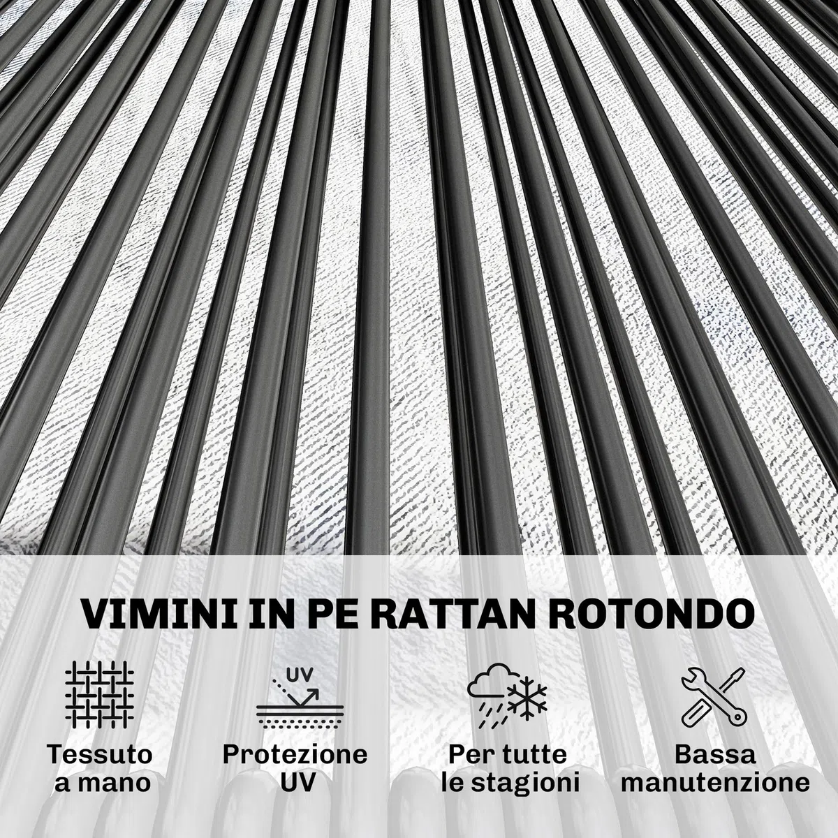 Outsunny Divano da Giardino 2 Posti in Rattan PE, Divanetto da Esterno Seduta e Schienale Intrecciati, Telaio in Acciaio, Divano da Esterno, per Terrazza e Cortile, Capacità 240 kg, Nero