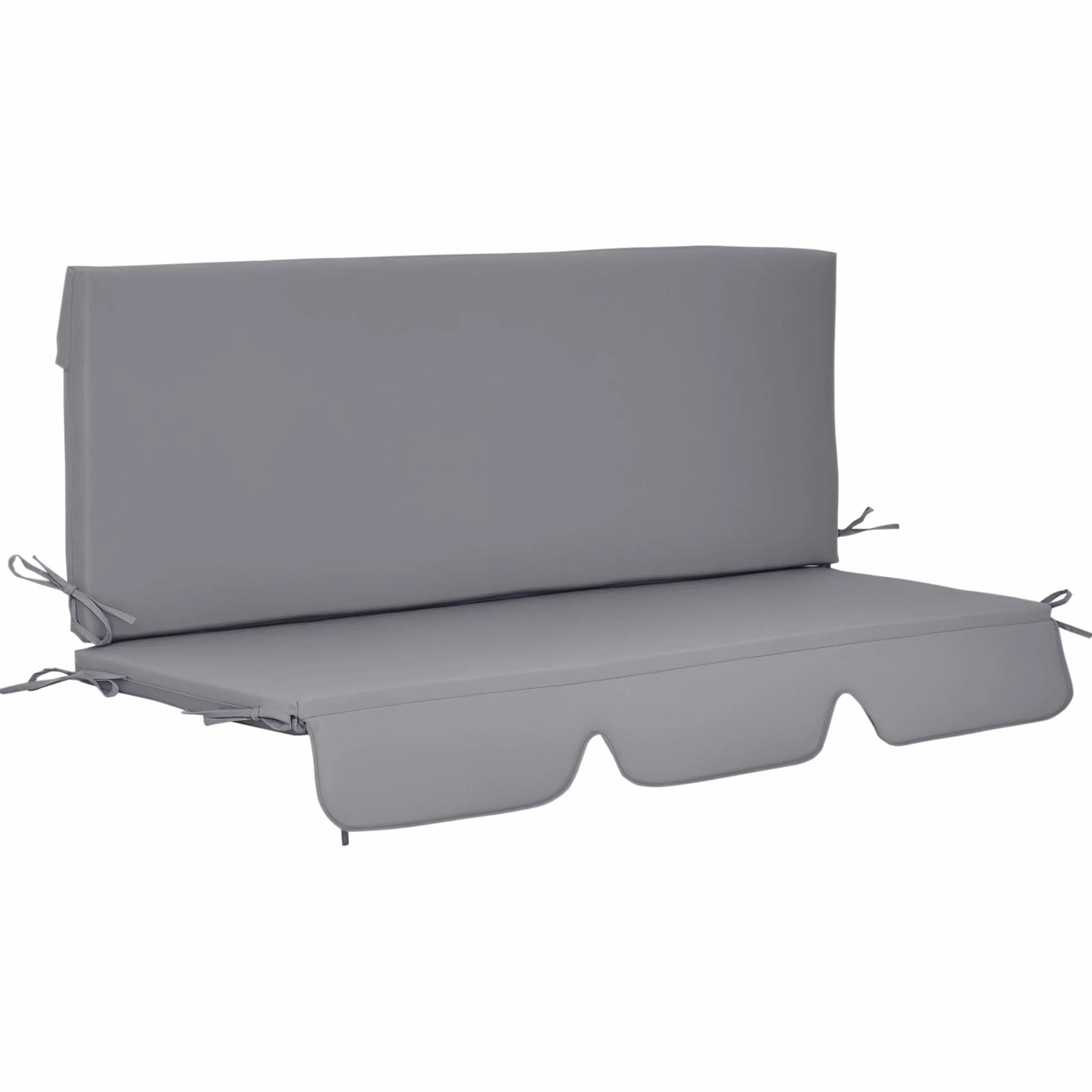 Outsunny Cuscini da Esterno in Gommapiuma e Poliestere per Dondolo da Giardino 3 Posti con Lacci di Fissaggio, 2 Pezzi da 130x45x5 cm, Grigio Scuro