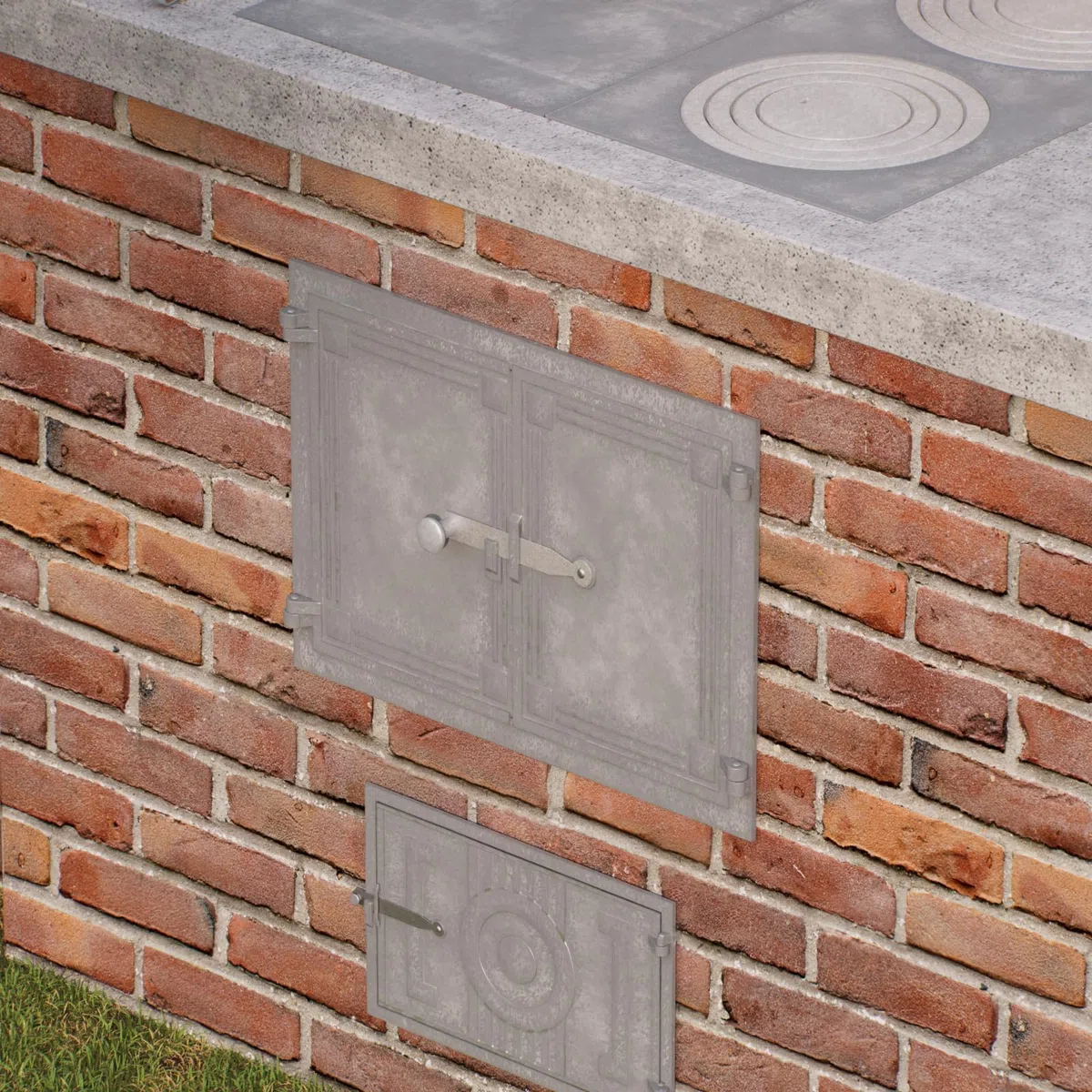 Porta per forno a legna in ghisa 48 x 33 cm per forno pizza e forno a pietra