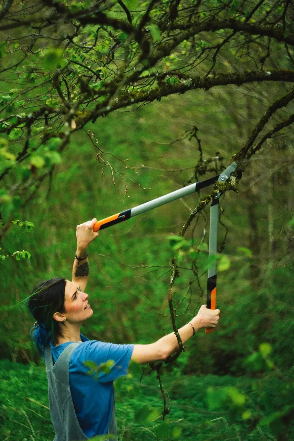 Fiskars PowerGear X Troncarami Bypass, 5 cm Ø di taglio, 80 cm, Acciaio antiaderente, Nero/Arancione