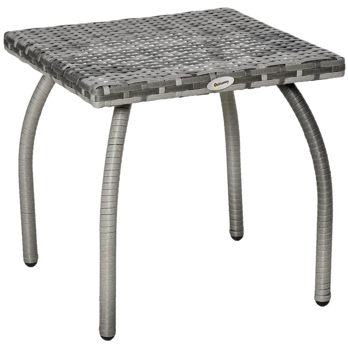 Outsunny Tavolino in Rattan Sintetico da Esterno, Giardino, Terrazzo Impermeabile Grigio 45x45x44cm