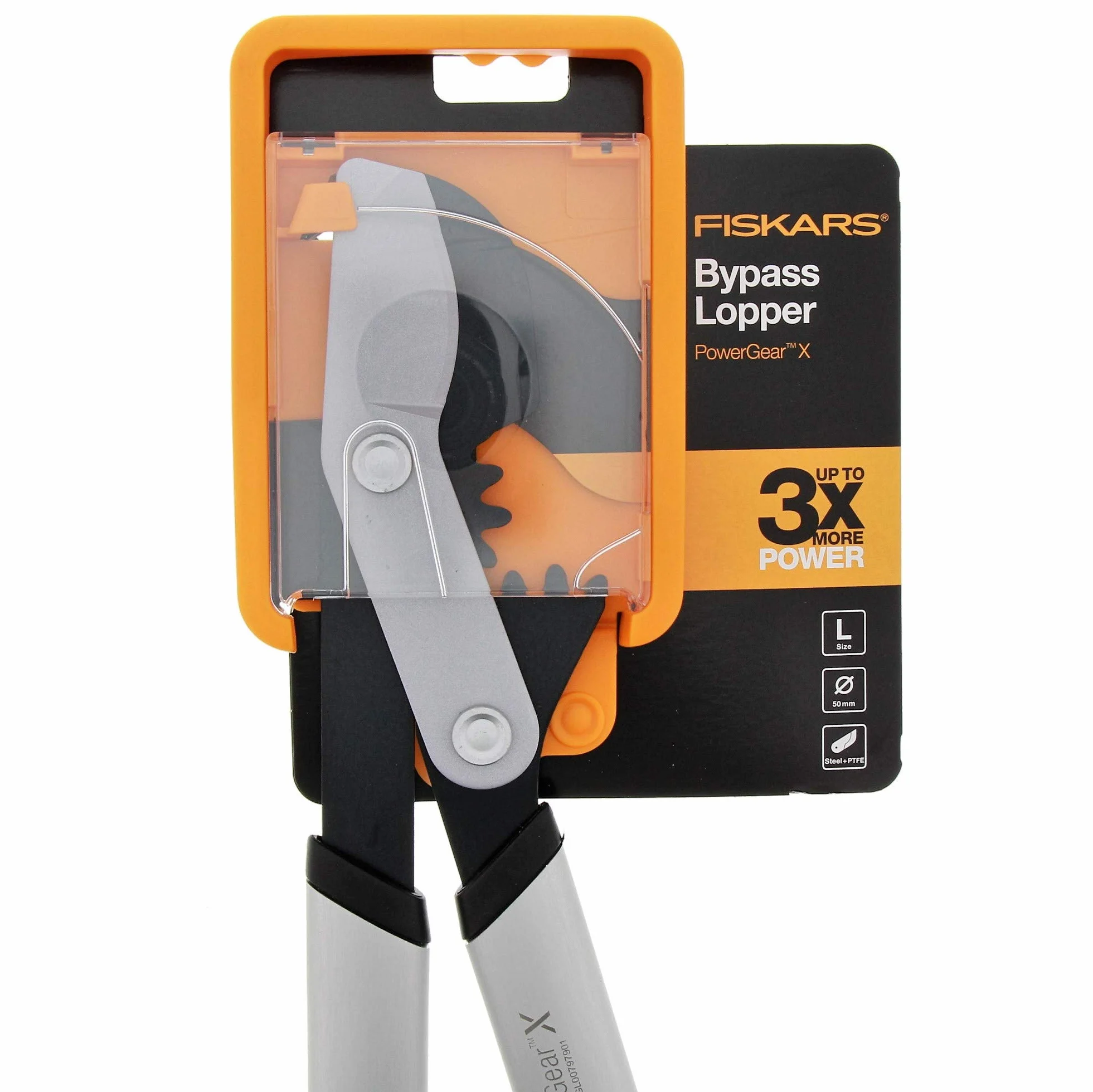 Fiskars PowerGear X Troncarami Bypass, 5 cm Ø di taglio, 80 cm, Acciaio antiaderente, Nero/Arancione