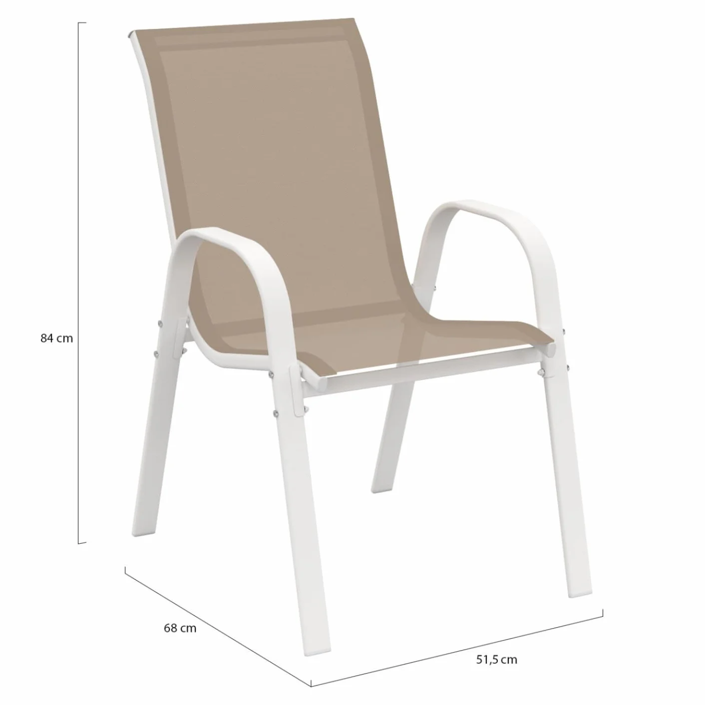 Set di 4 sedie impilabili da giardino LYMA metallo textilene bianco beige