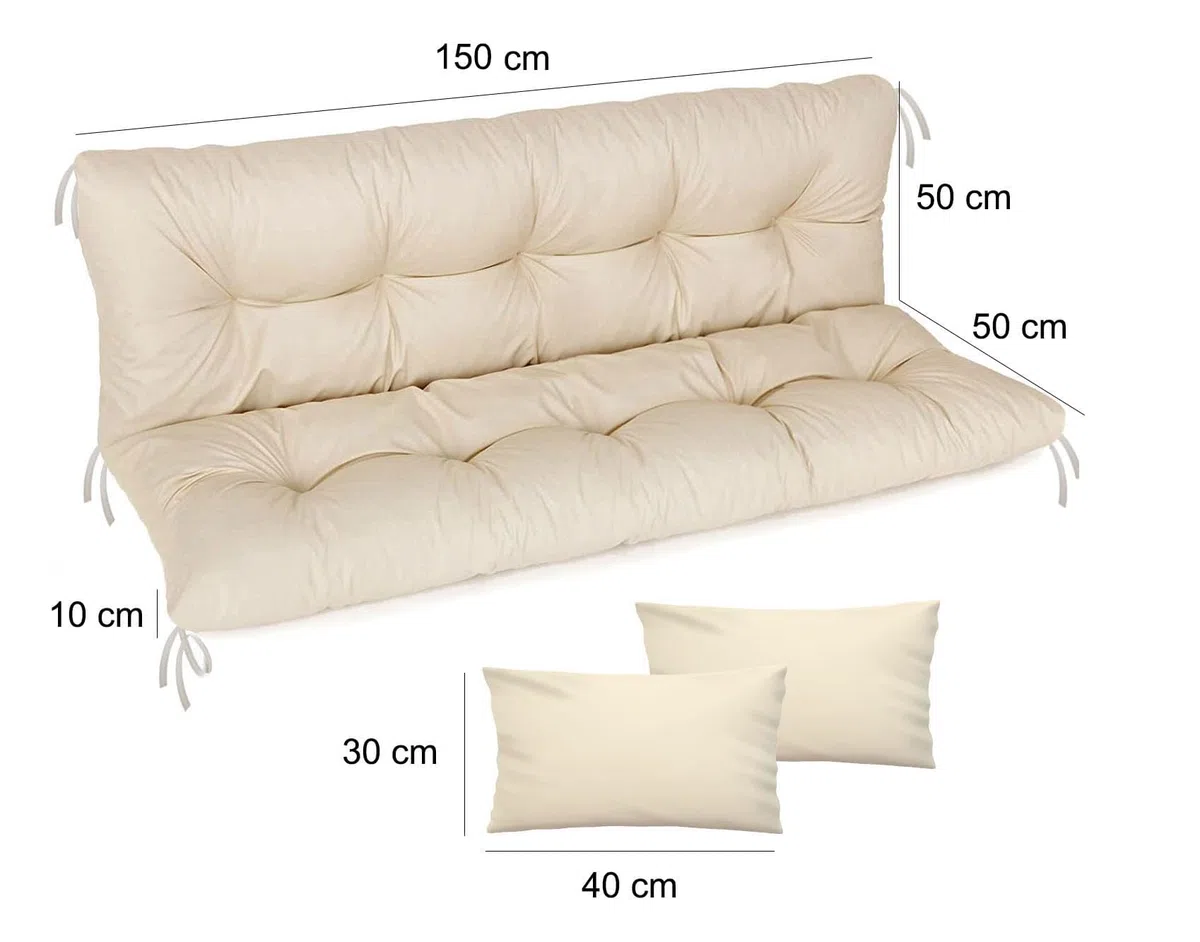 Cuscino per panca da giardino impermeabile 150x50x50 cm Beige