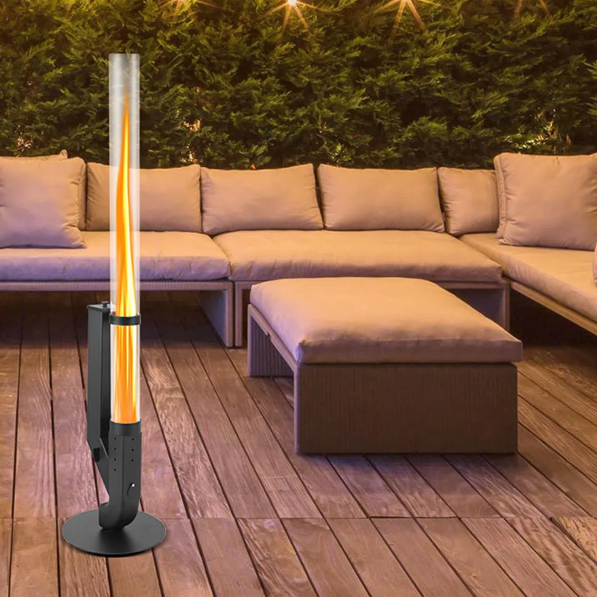 Bruciatore a pellet in acciaio nero 100 cm con vetro borosilicato, valvola combustibile regolabile