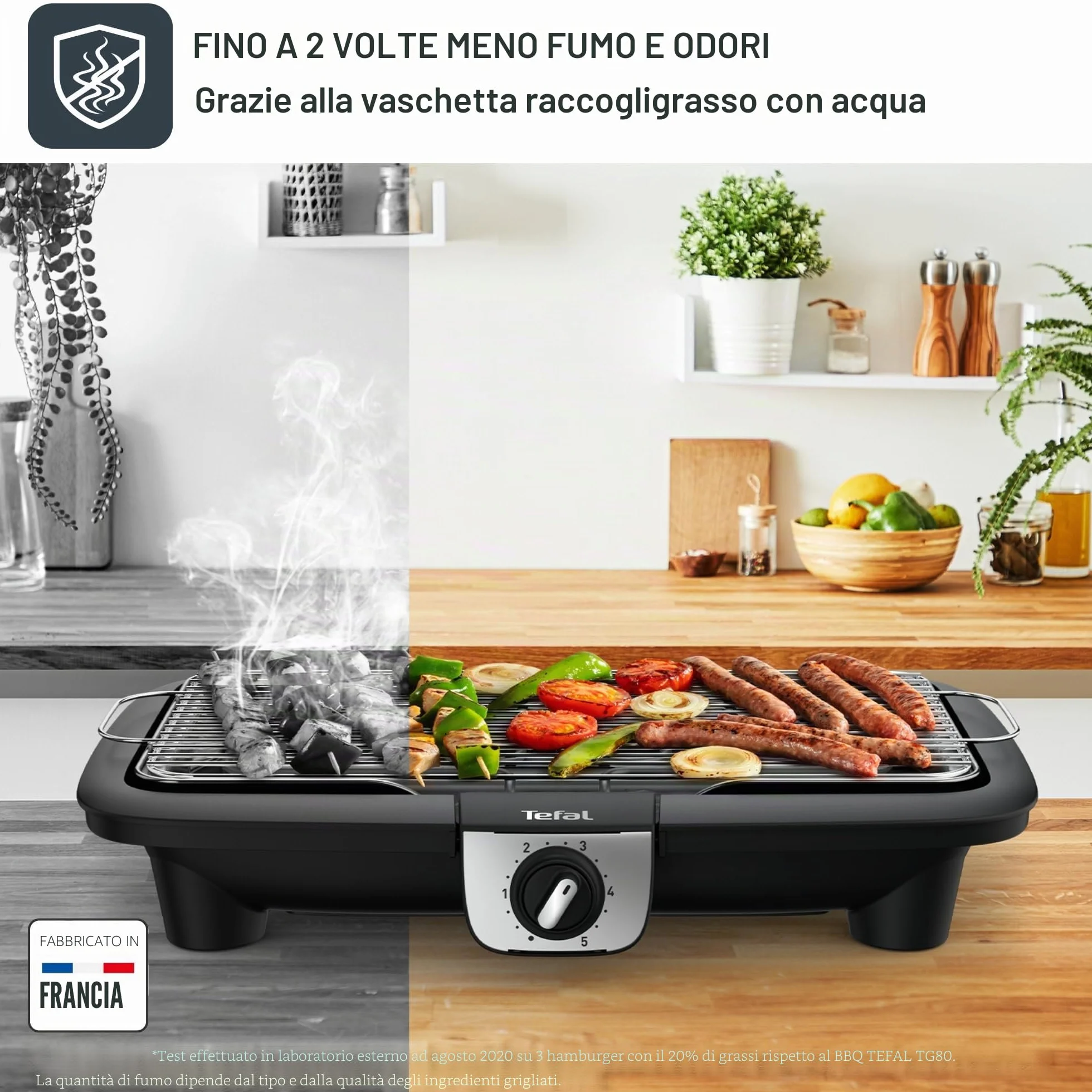 Tefal EasyGrill XXL Barbecue Elettrico 2500W Termostato Regolabile Antivento