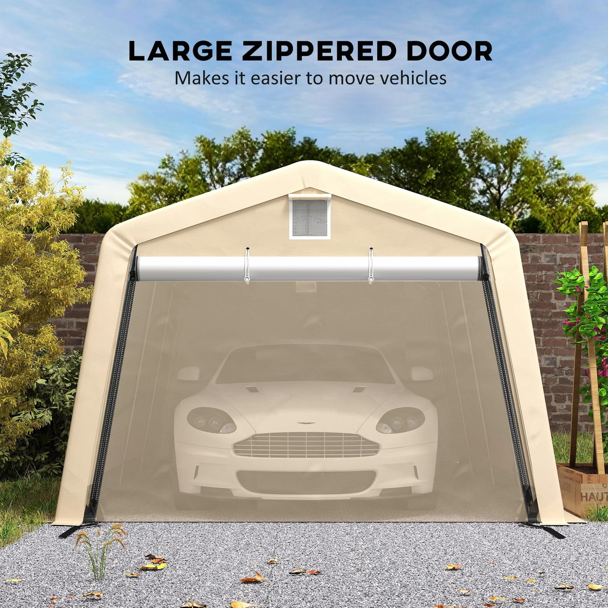 Outsunny Tente garage carport 6,2L x 3,3l x 2,4H m acciaio zincato PE 150 g/m² impermeabile anti-UV