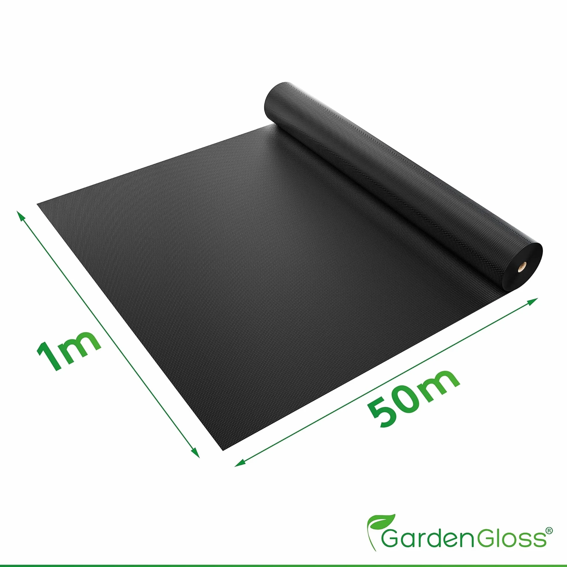 GardenGloss Telo Pacciamatura Contro Erbe Infestanti 50m² 150g/m² Extra Resistente Strappo Permeabile Acqua Resistenza UV Nero Orto 50m x 1m 1 Rotolo