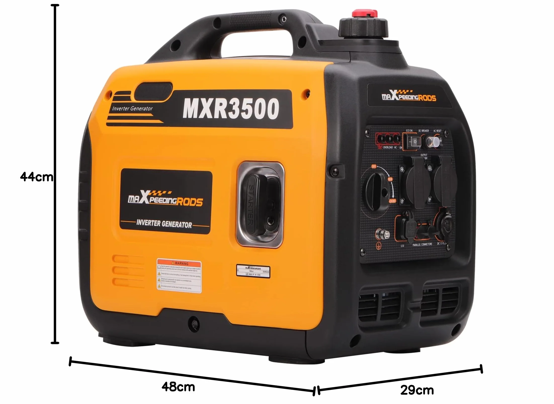maXpeedingrods 3300W Generatore di Corrente Inverter Silenziato a Benzina 4 Tempi per all'Aperto Campeggio Partito Generator Elettrico Emergenza Portatile con Prese USB e 230V Leggero per Garage