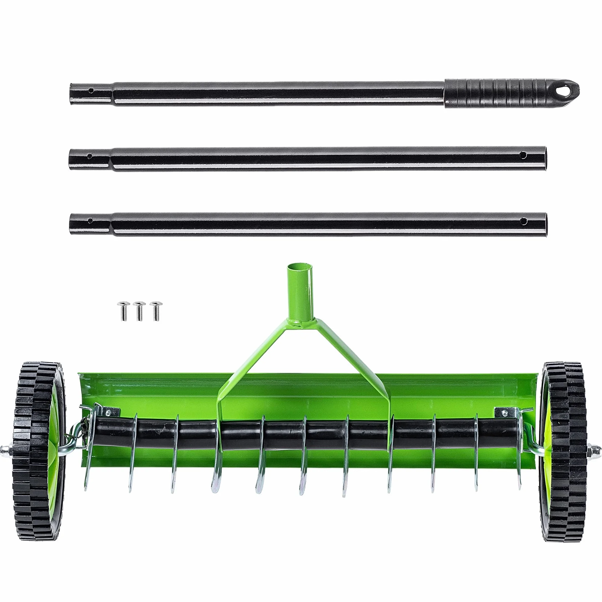 KADAX Scarificatore manuale da prato con ruote rastrello in metallo aeratore coltivatore