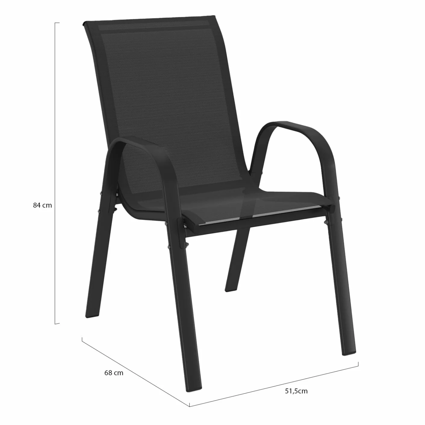 Set di 6 sedie impilabili LYMA in metallo e textilene nero