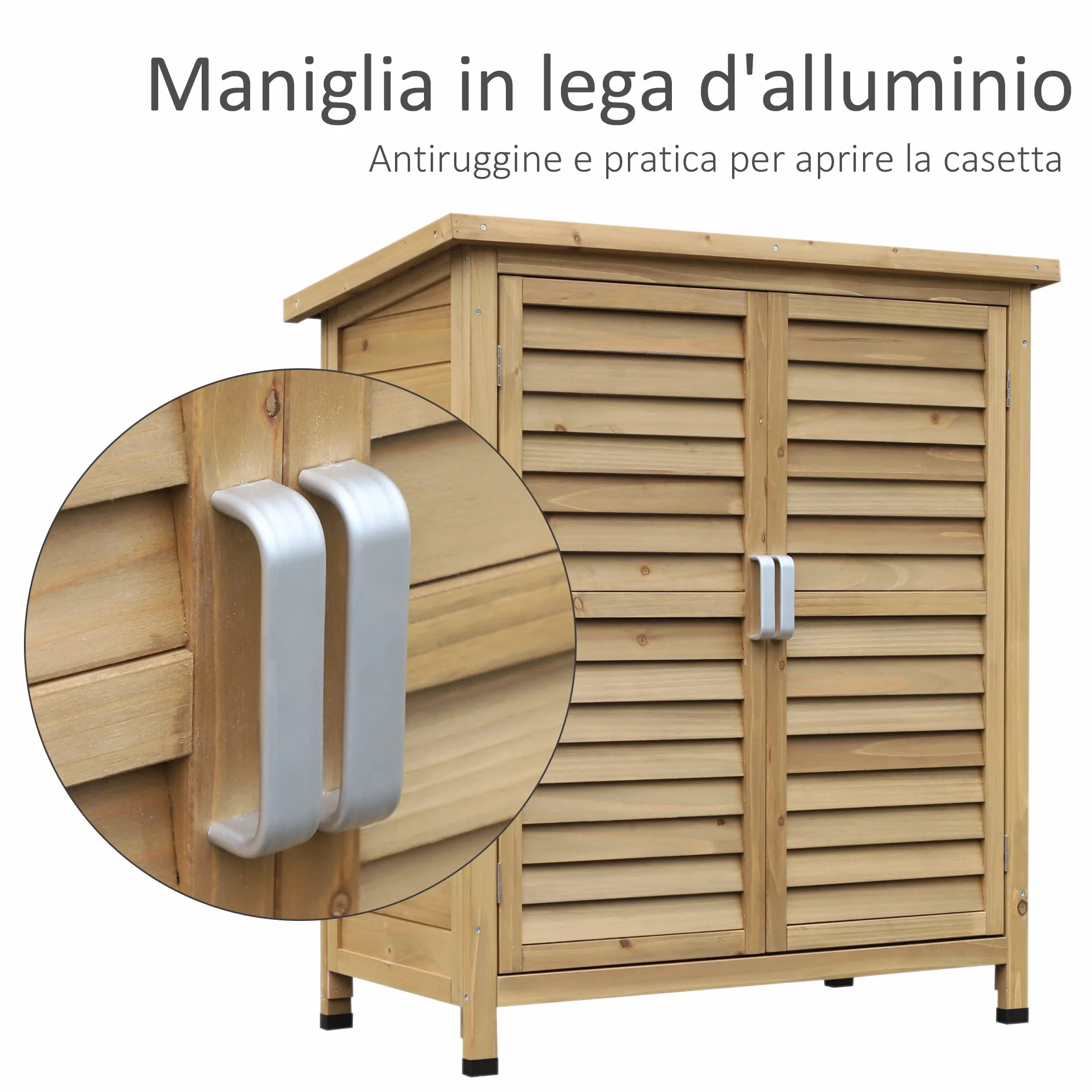 Outsunny Armadio da Esterno Casetta da Giardino Legno Abete Capanno Attrezzi Tetto Bitume Impermeabile 87x46.5x96.5cm